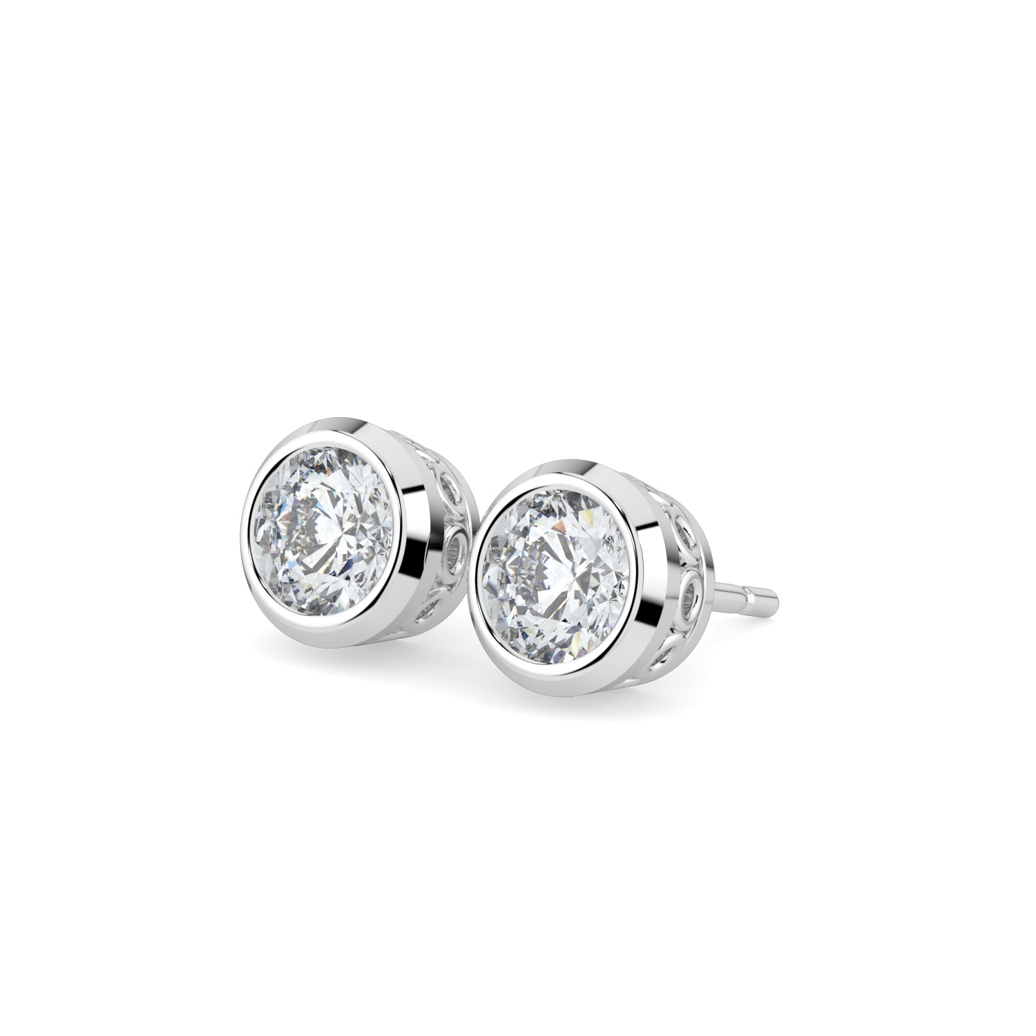 Bezel-Set Round Diamond Stud Earrings Bezel-Set Round Diamond Stud Earrings