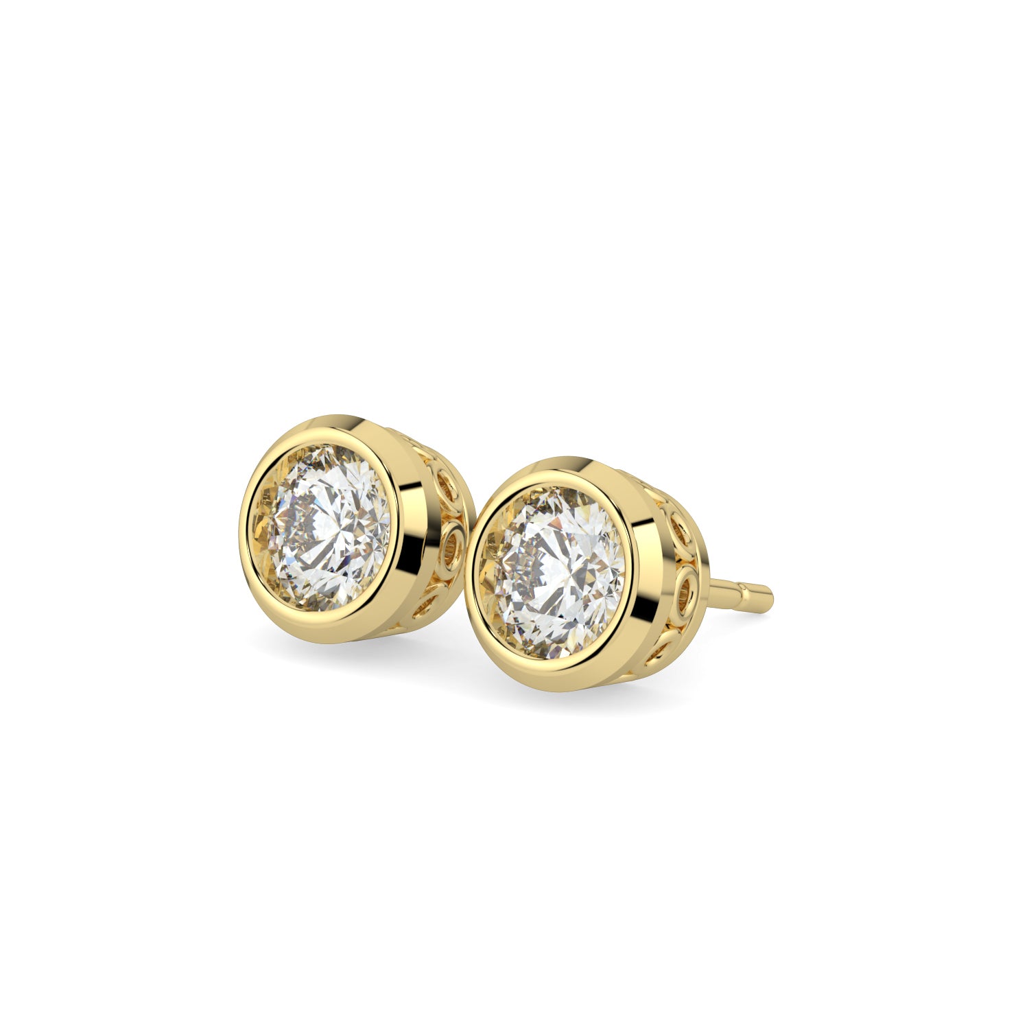 Bezel-Set Round Diamond Stud Earrings Bezel-Set Round Diamond Stud Earrings