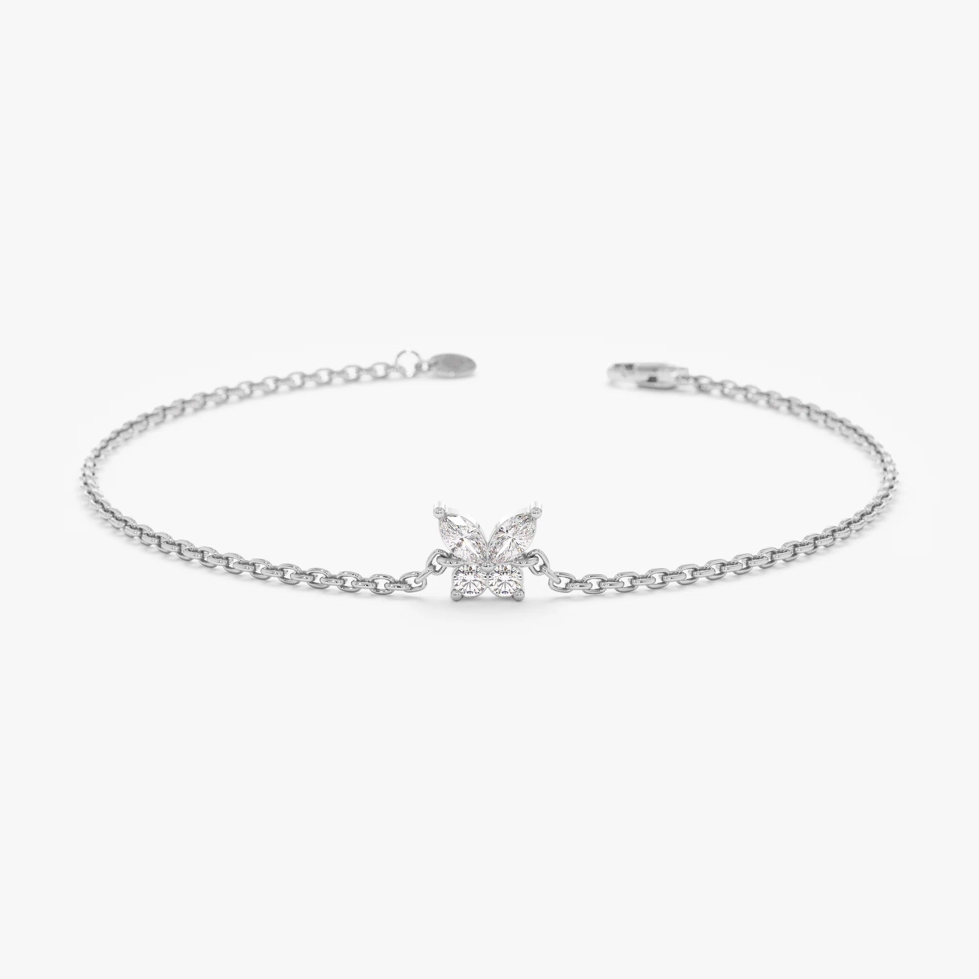 Butterfly Diamond Bracelet 14K White Gold