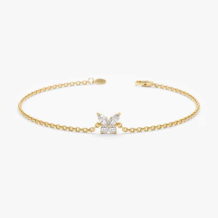 Butterfly Diamond Bracelet 14K Yellow Gold