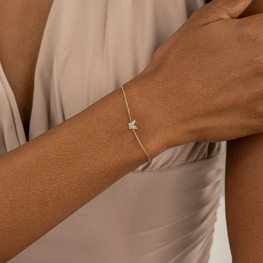 Butterfly Diamond Bracelet 14K Rose Gold