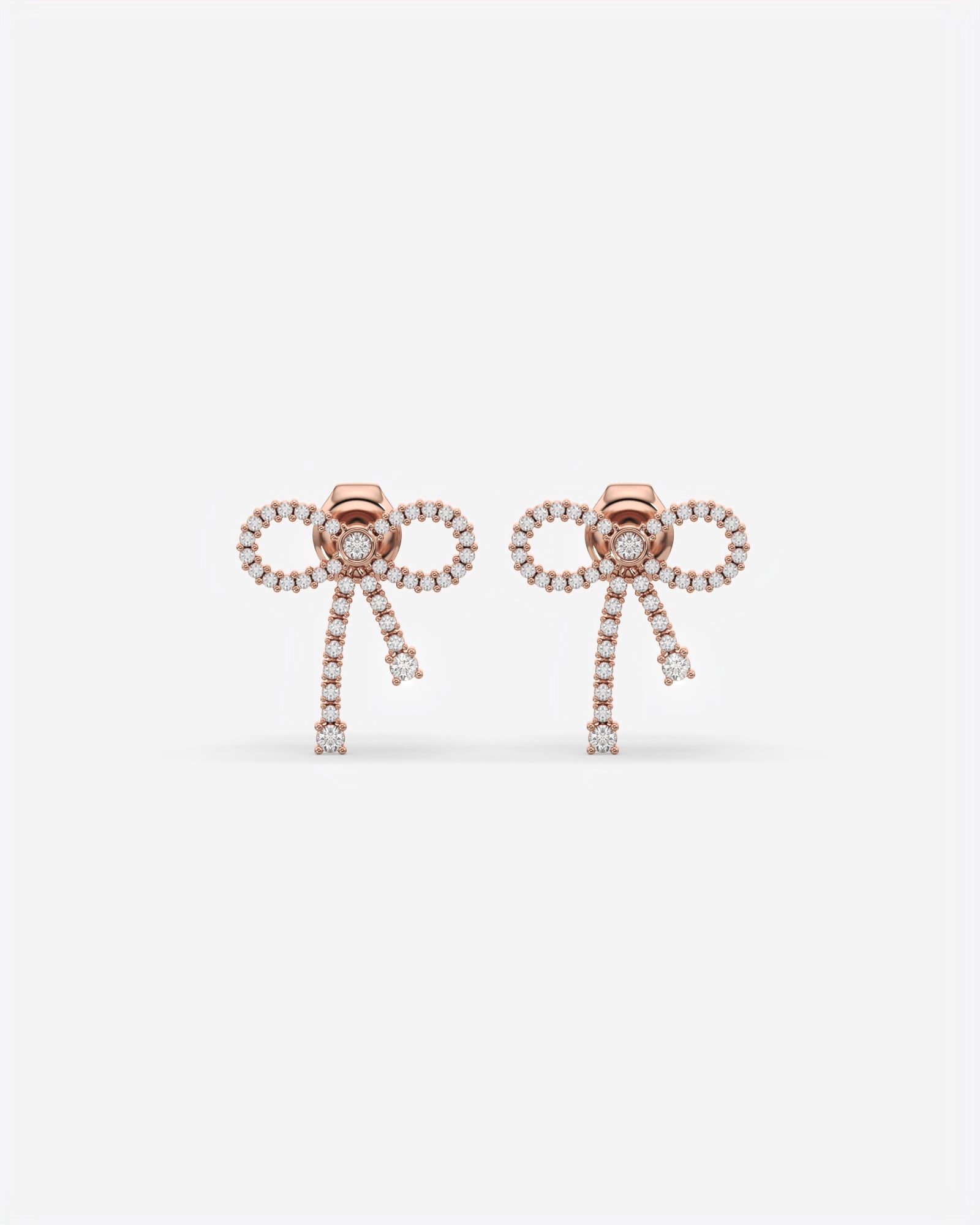 Diamond Bow Dangle Earrings 18K Rose Gold
