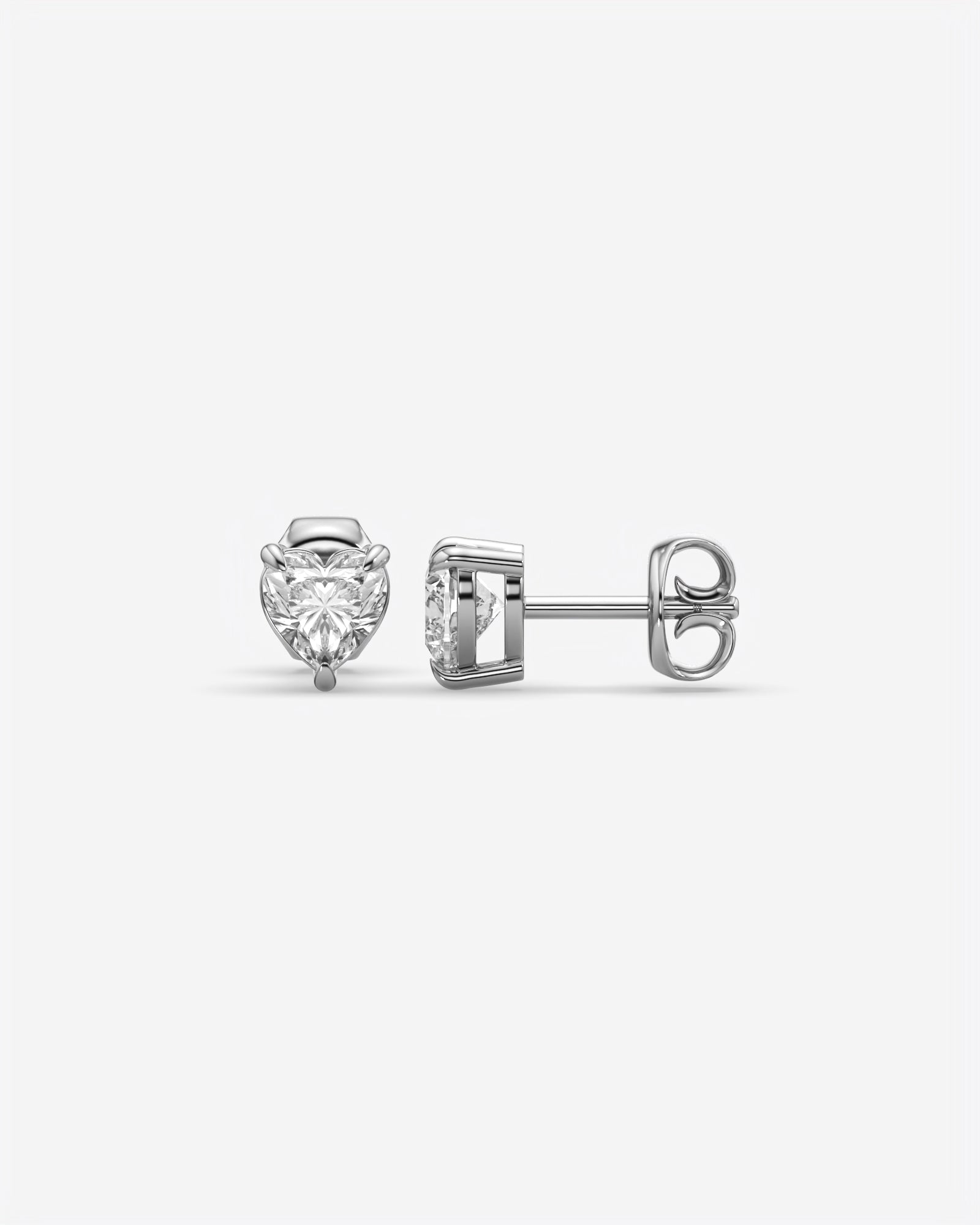 Lab Grown Heart Diamond Stud Earrings 14K White Gold