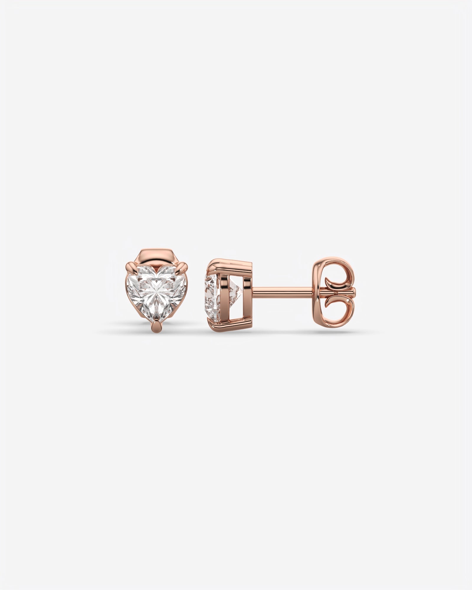 Lab Grown Heart Diamond Stud Earrings 14K Rose Gold