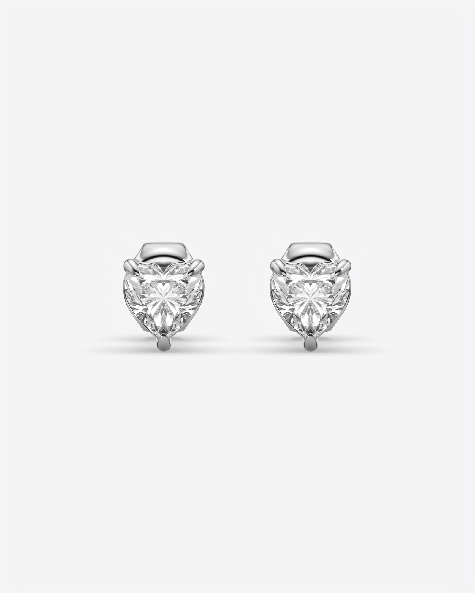 Lab Grown Heart Diamond Stud Earrings 14K White Gold