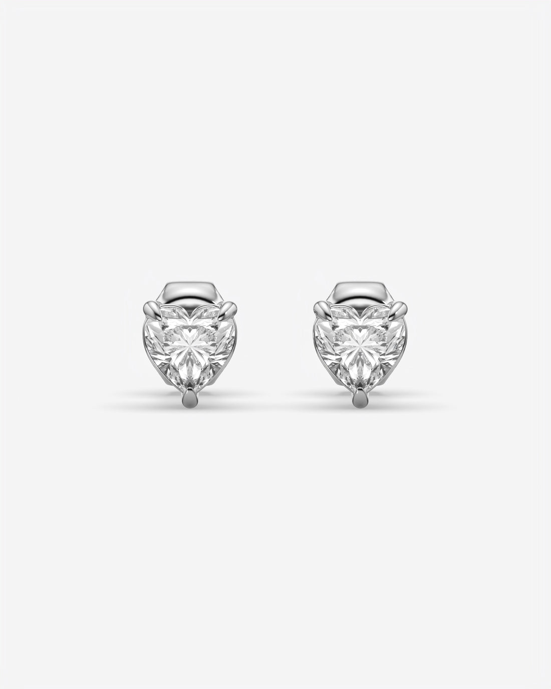 Lab Grown Heart Diamond Stud Earrings 14K White Gold