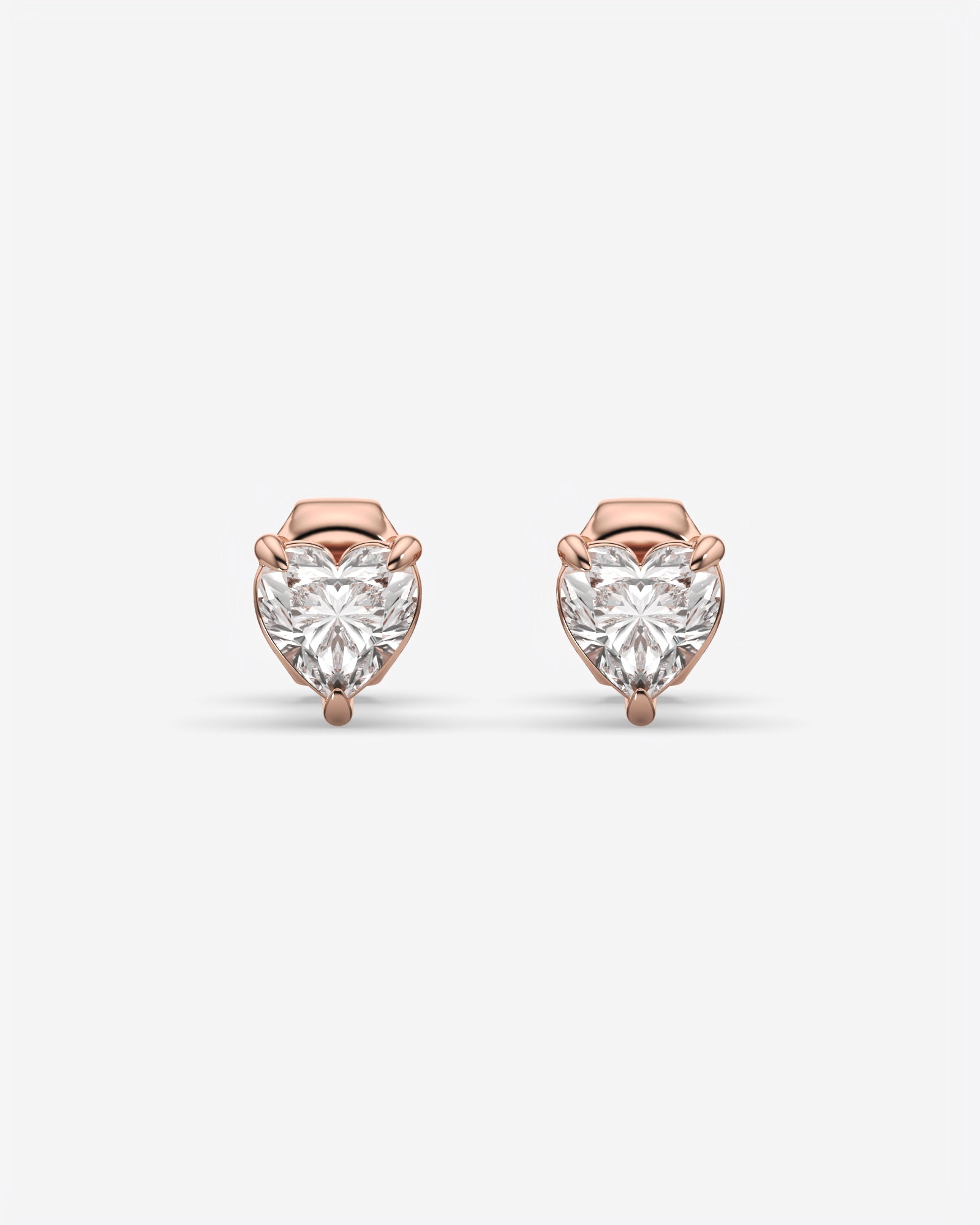 Lab Grown Heart Diamond Stud Earrings 14K Rose Gold