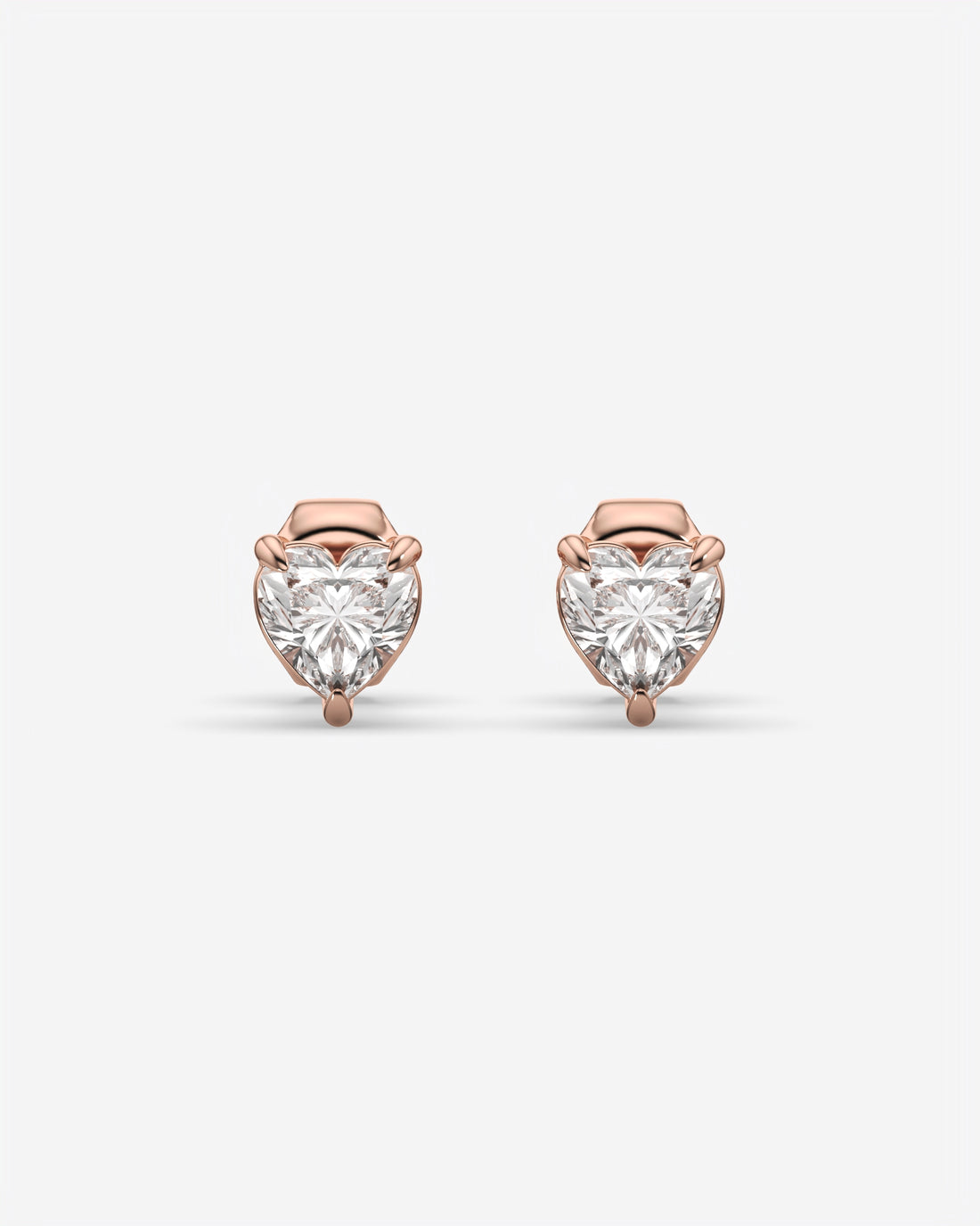 Lab Grown Heart Diamond Stud Earrings 14K Rose Gold