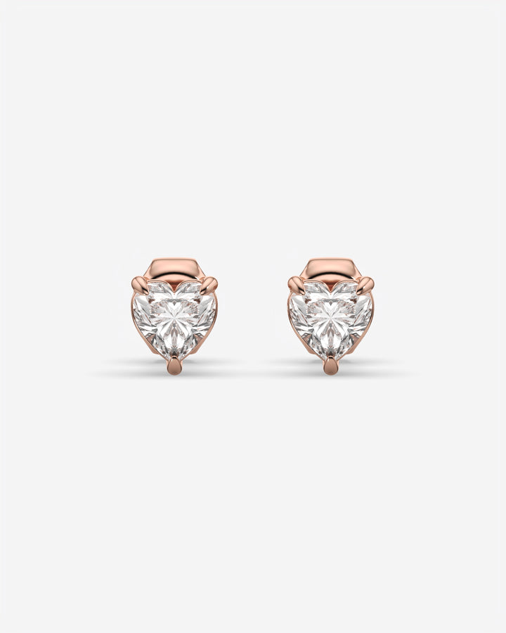 Lab Grown Heart Diamond Stud Earrings 18K Rose Gold