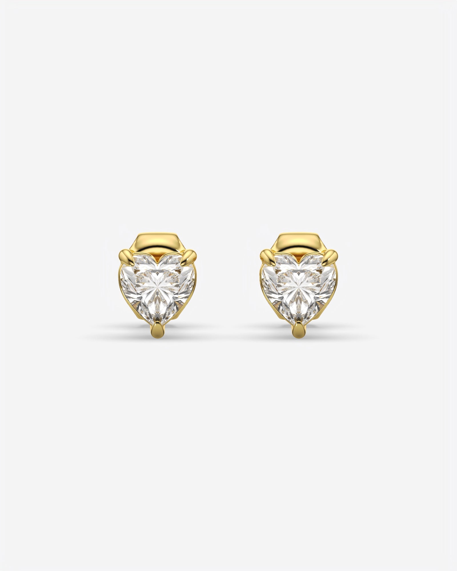 Lab Grown Heart Diamond Stud Earrings 14K Yellow Gold
