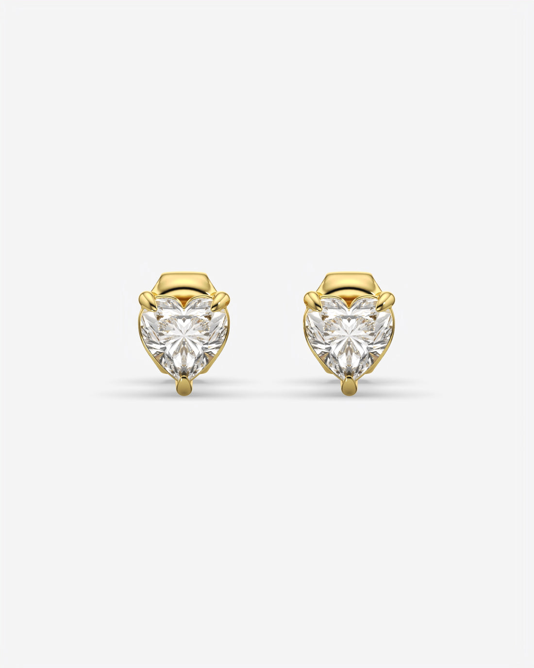 Lab Grown Heart Diamond Stud Earrings 14K Yellow Gold