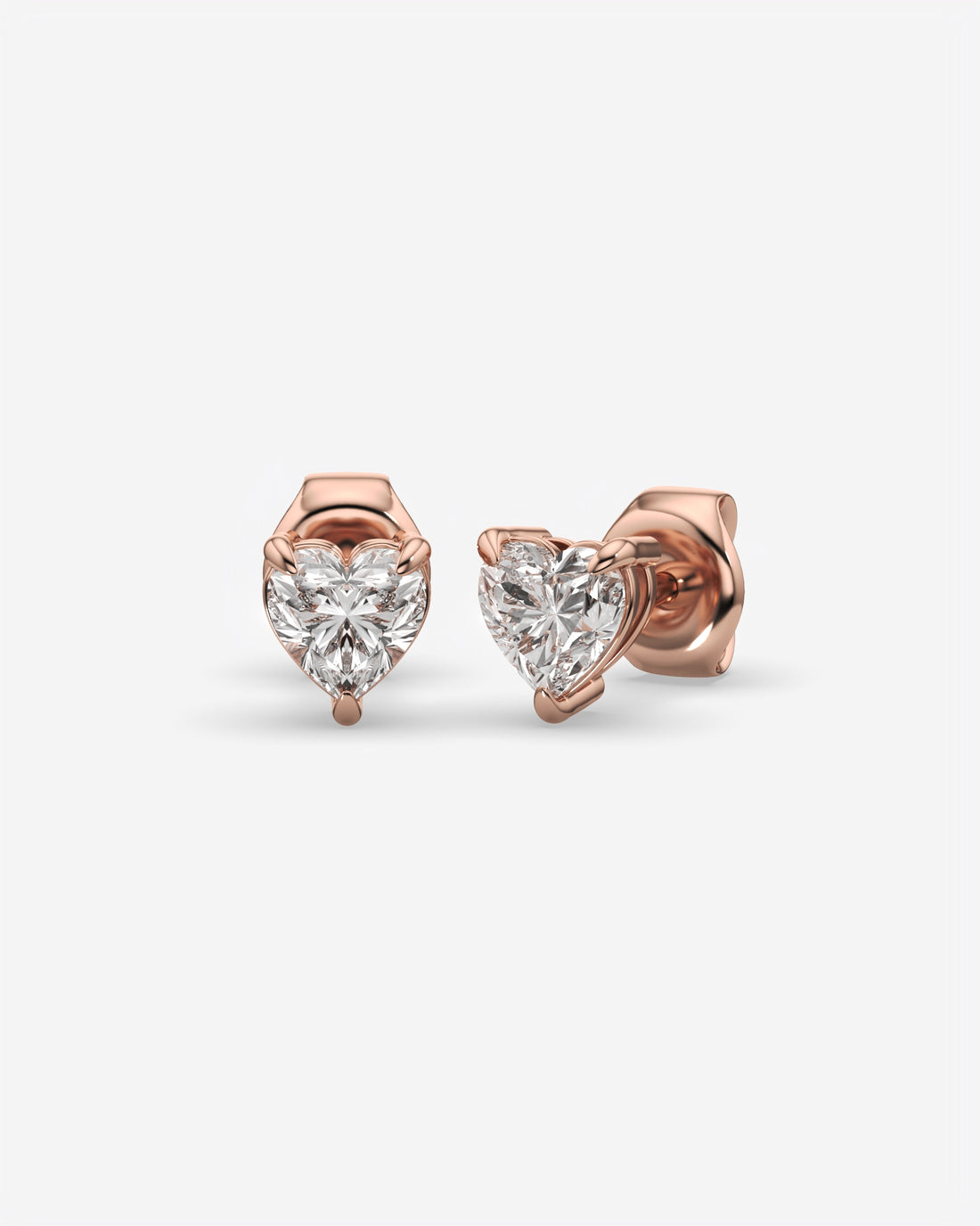 Lab Grown Heart Diamond Stud Earrings 14K Rose Gold