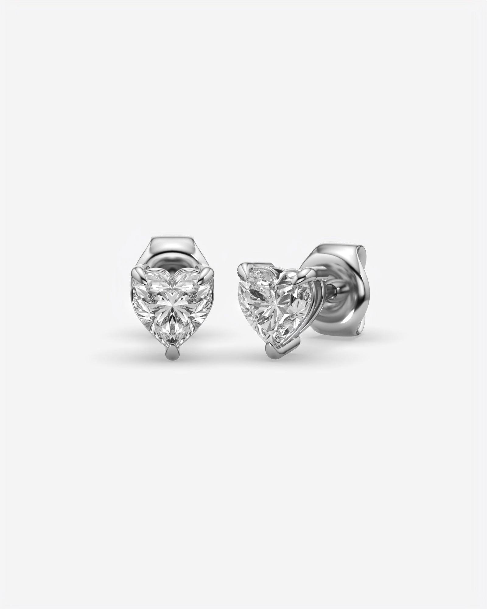 Lab Grown Heart Diamond Stud Earrings 14K White Gold