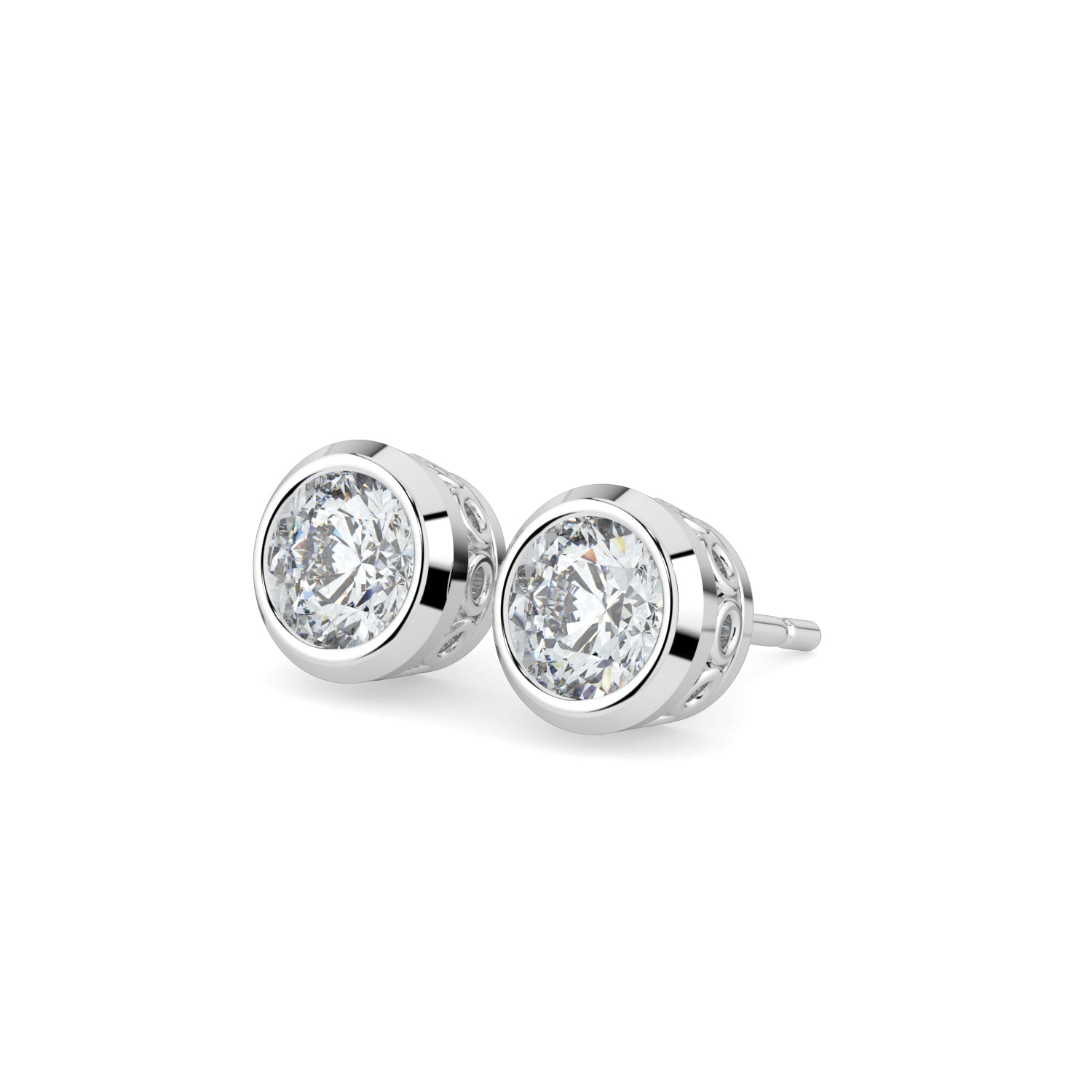 Bezel-Set Round Diamond Stud Earrings