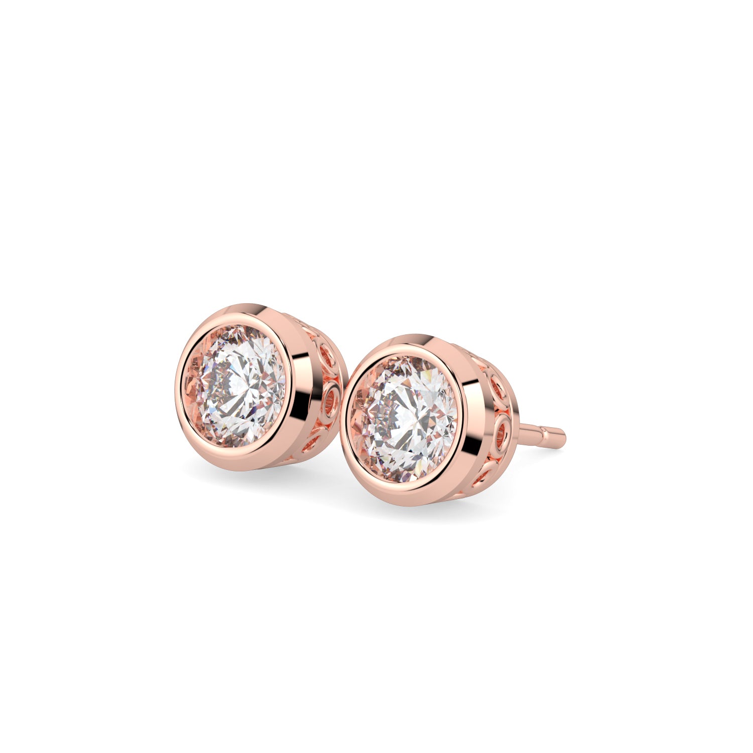 Bezel-Set Round Diamond Stud Earrings