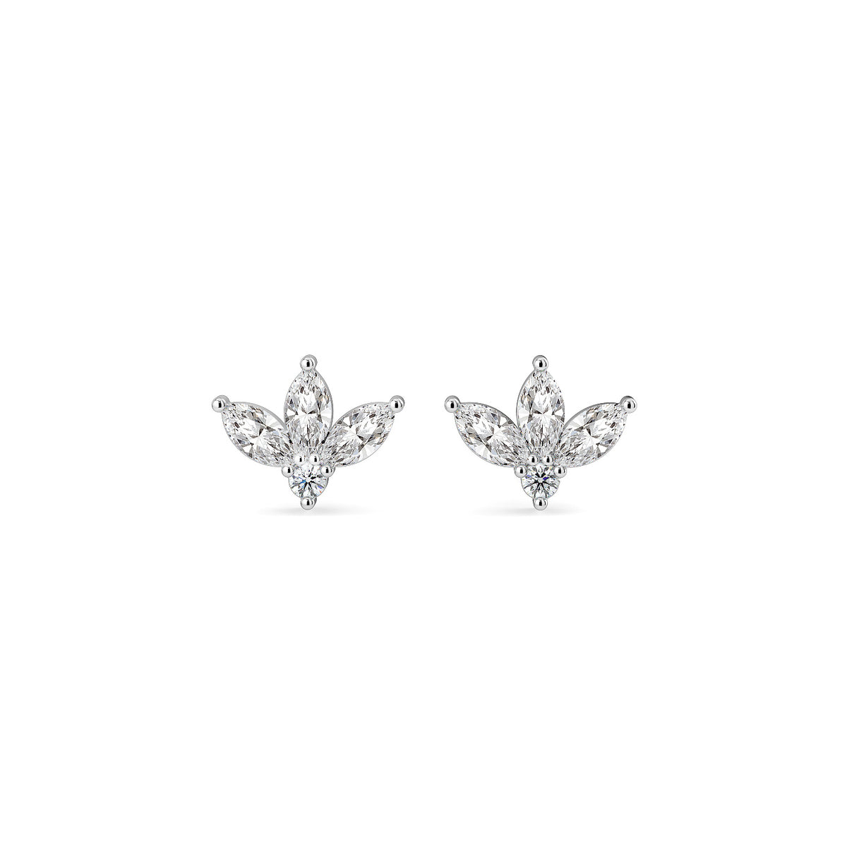 Half-flower diamond stud earrings