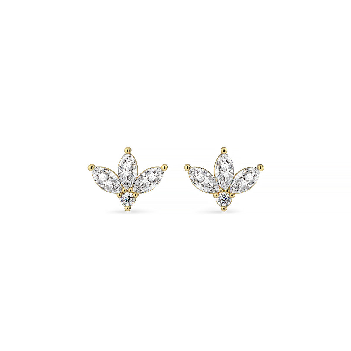 Half-flower diamond stud earrings