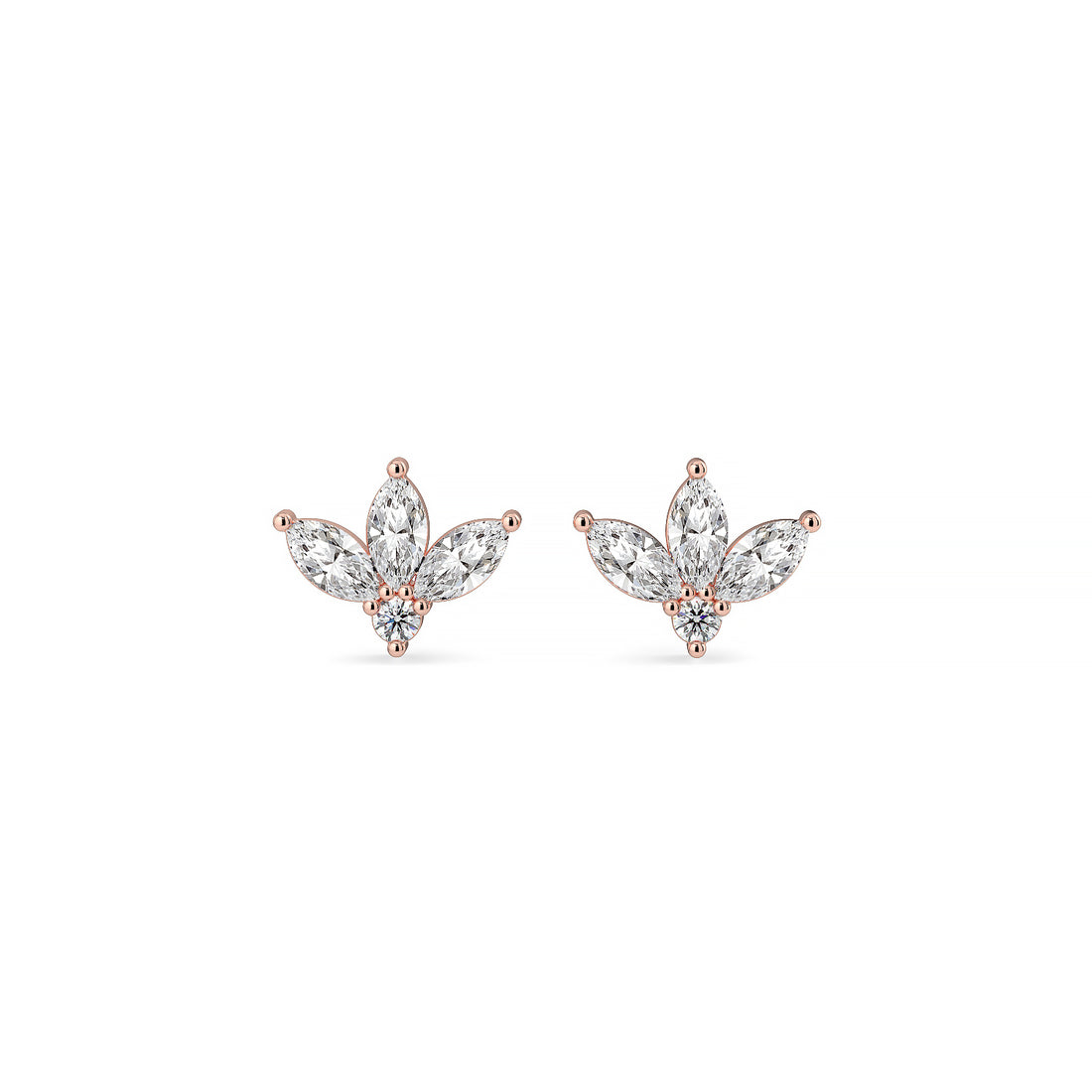 Half-flower diamond stud earrings