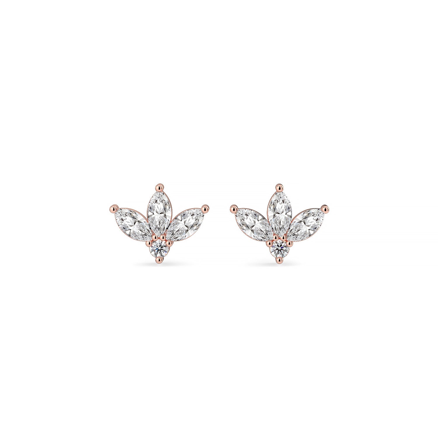 Half-flower diamond stud earrings