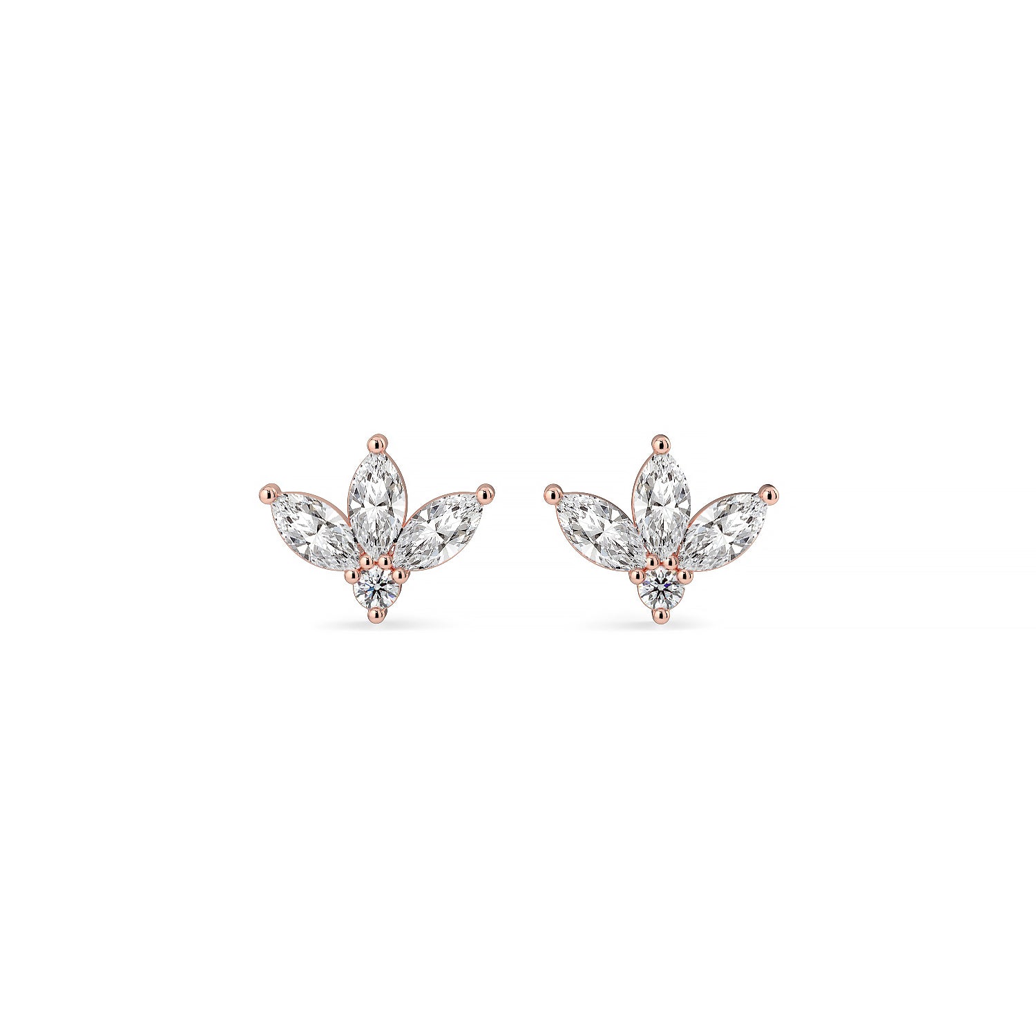 Half-flower diamond stud earrings