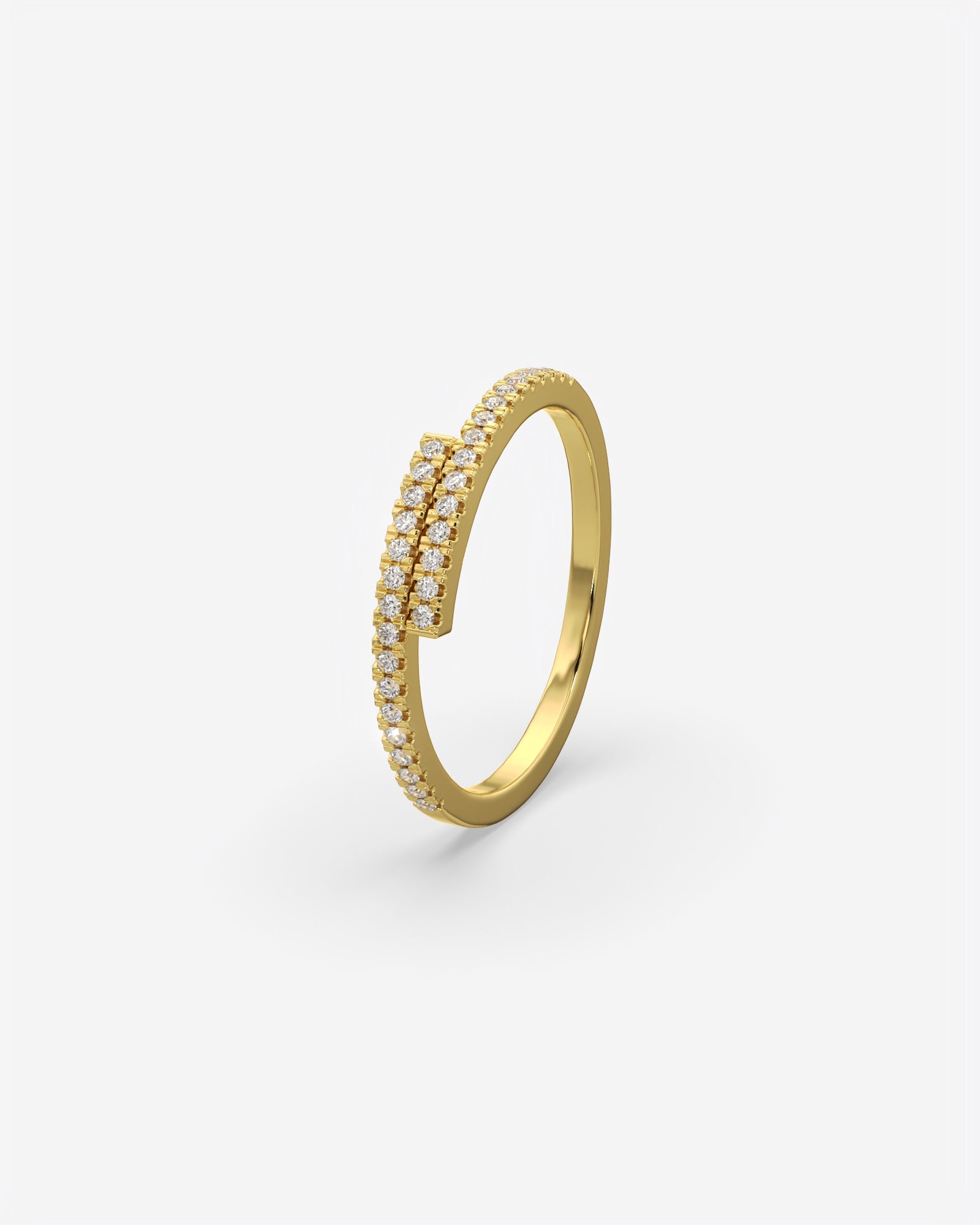 Cross Over Diamond 18K Yellow Gold