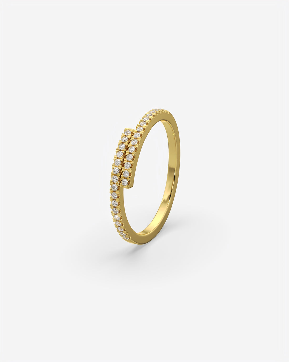 Cross Over Diamond 18K Yellow Gold