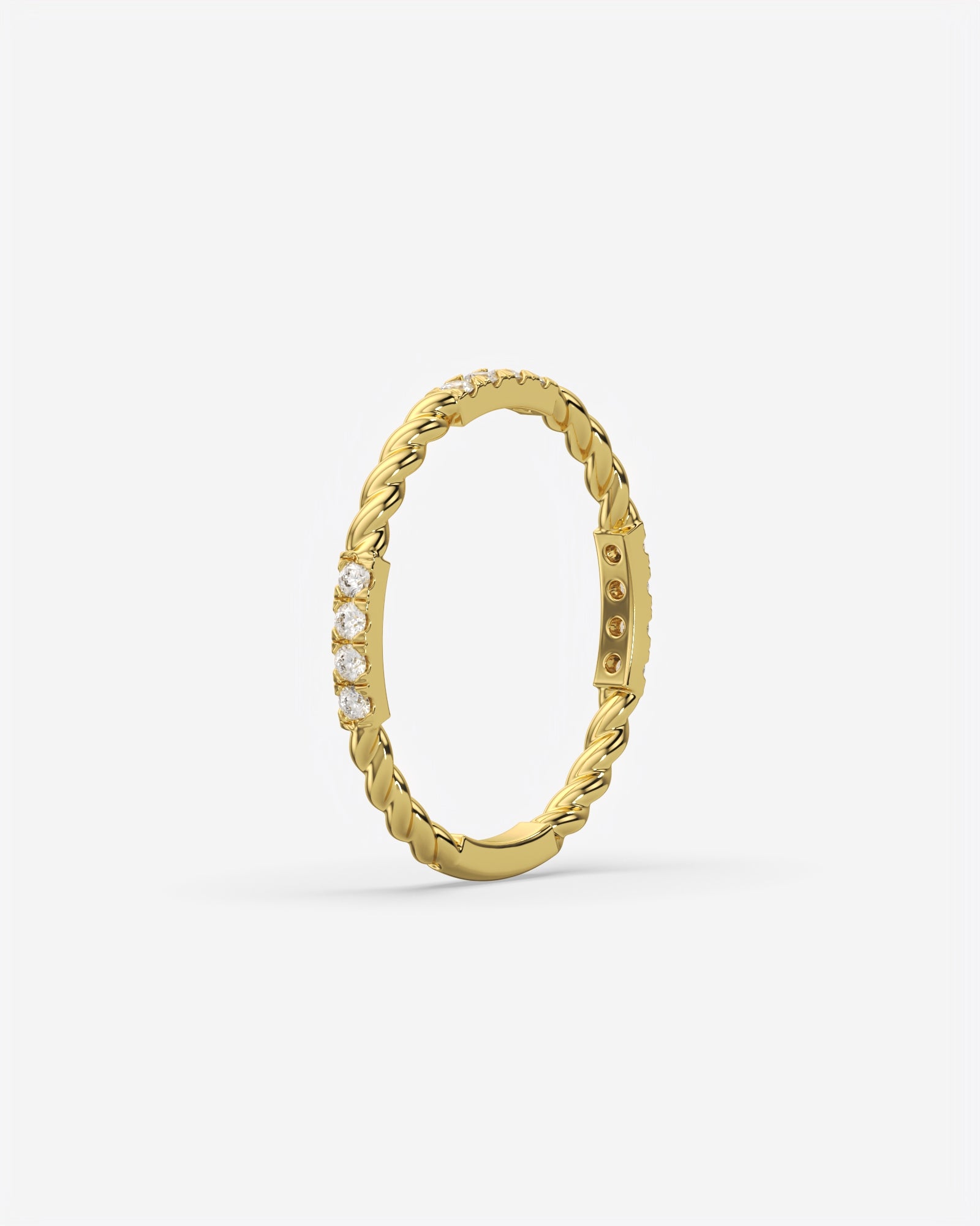 Twisted Diamond Bar Ring 14K Rose Gold
