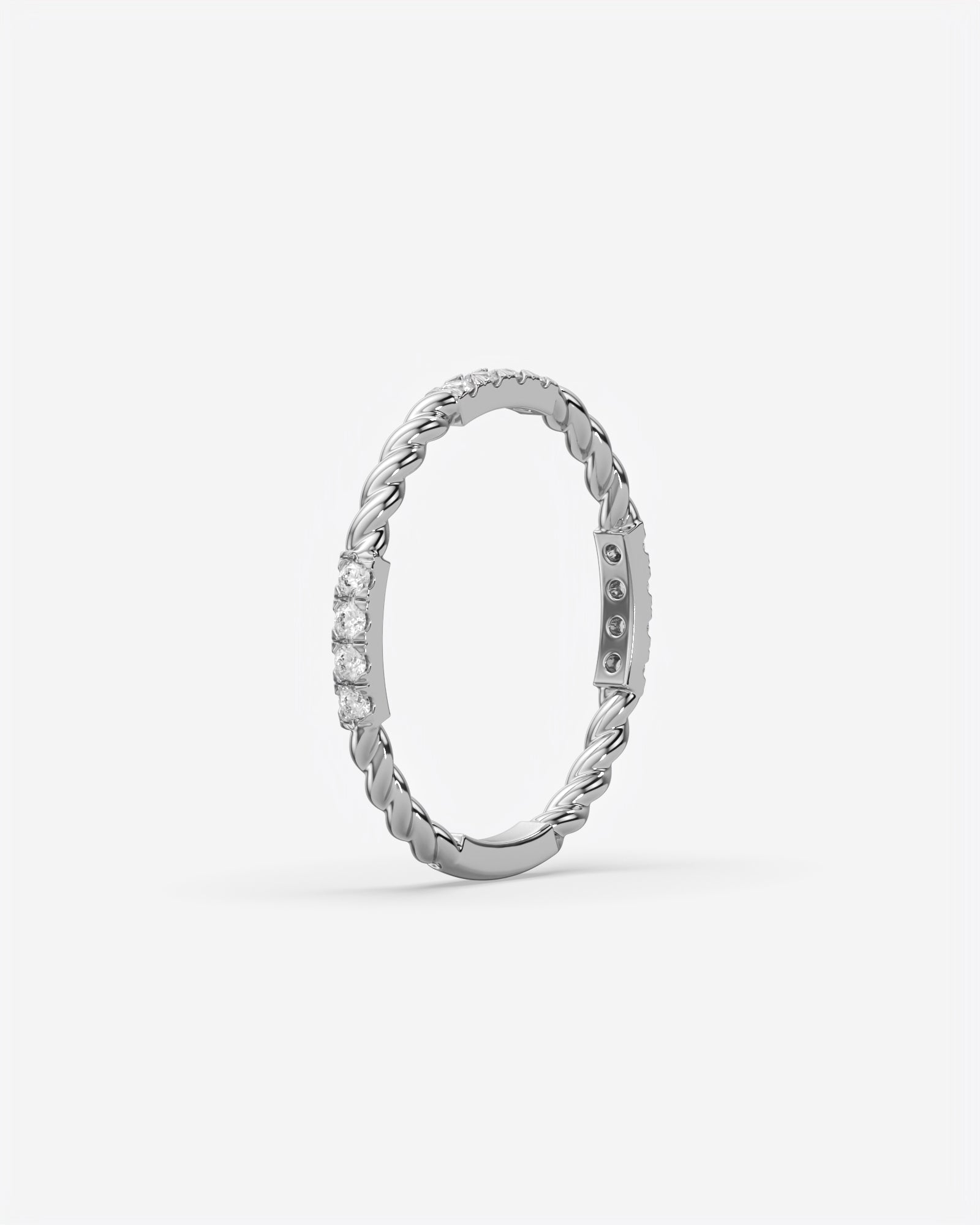 Twisted Diamond Bar Ring 18K White Gold