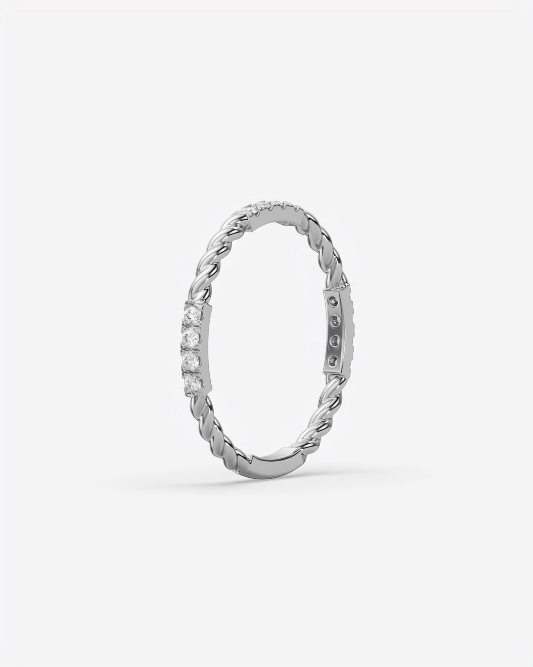 Twisted Diamond Bar Ring 18K White Gold