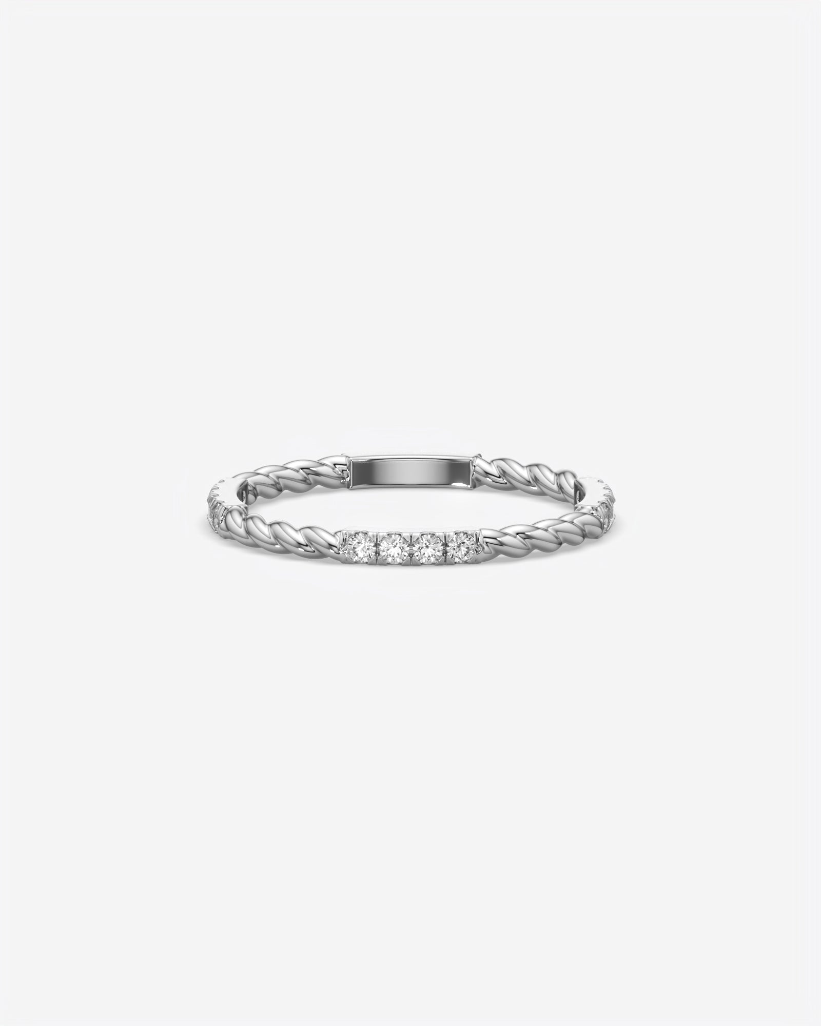 Twisted Diamond Bar Ring 18K White Gold
