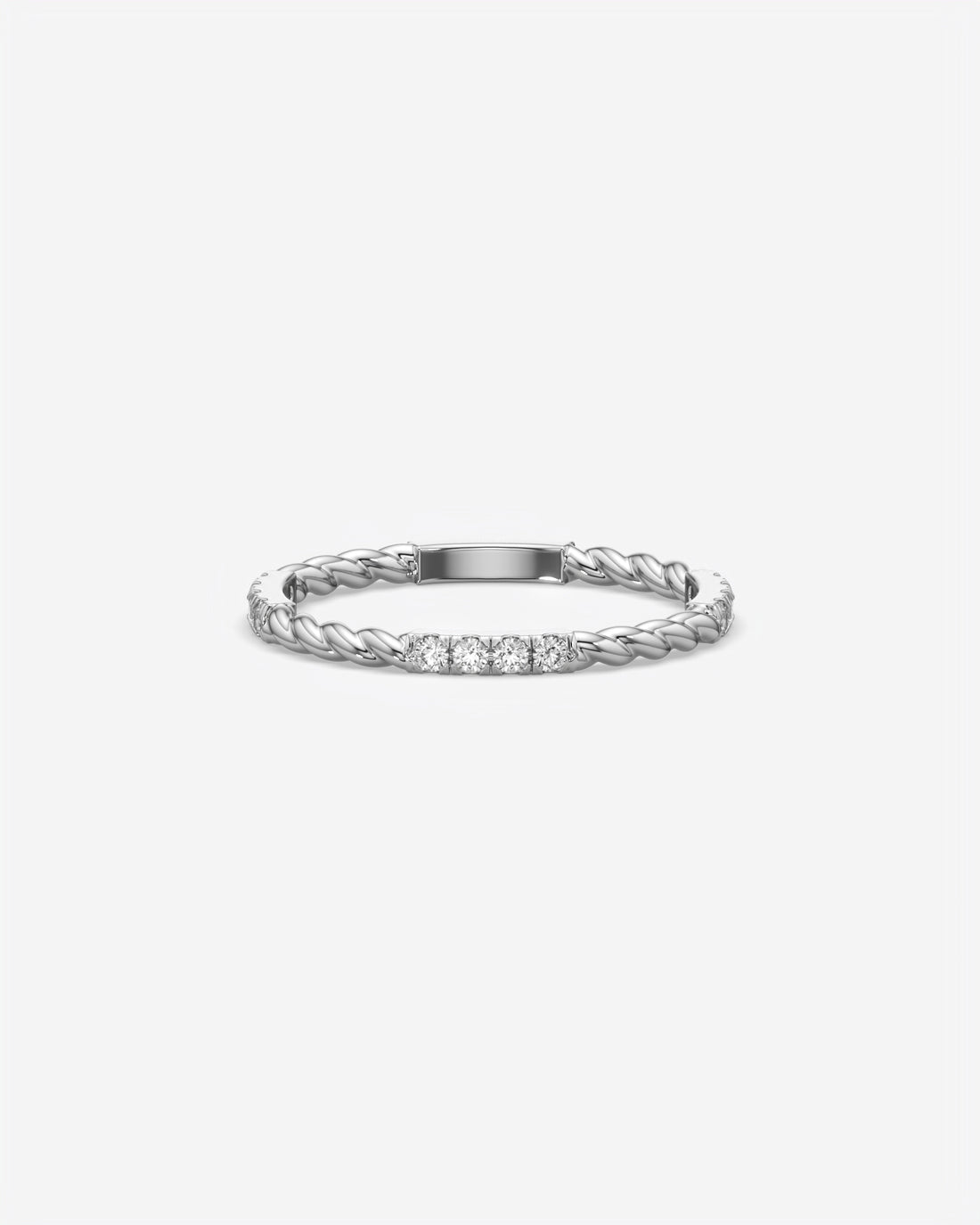 Twisted Diamond Bar Ring 18K White Gold