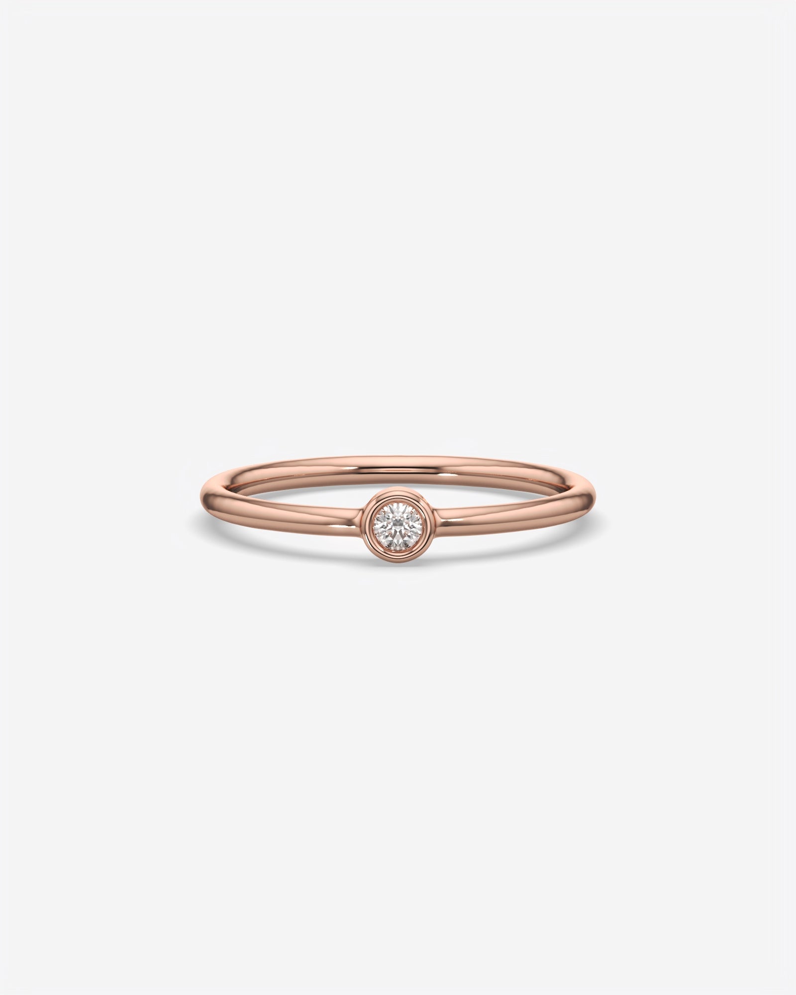 Round Solitaire Diamond Ring 18K Rose Gold