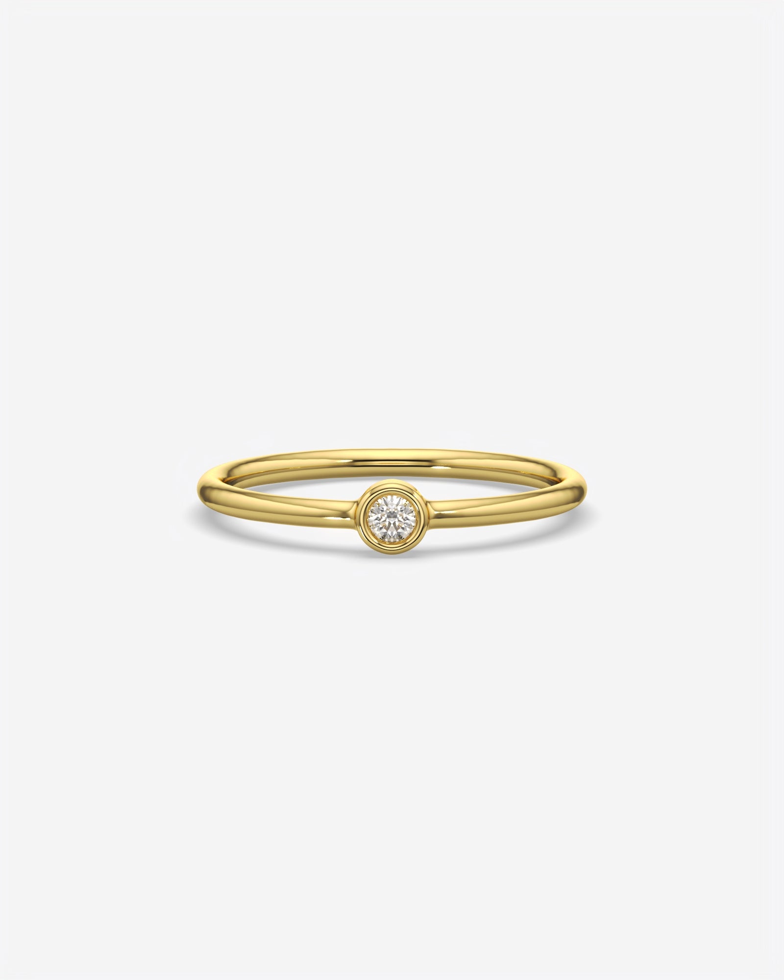 Round Solitaire Diamond Ring 18K Yellow Gold