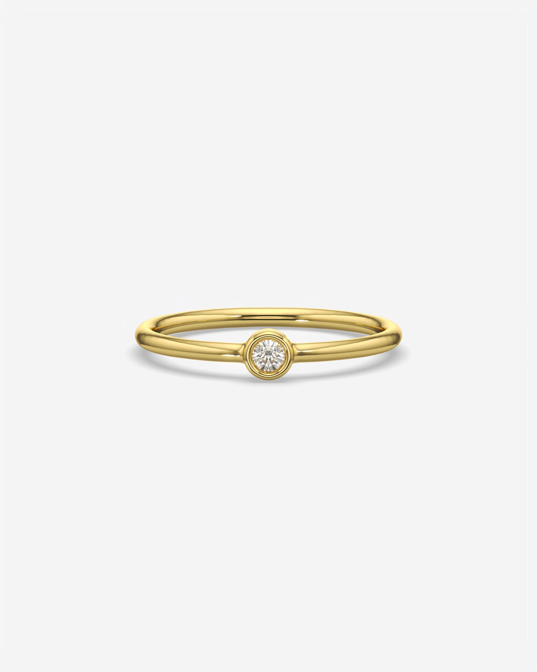 Round Solitaire Diamond Ring 18K Yellow Gold
