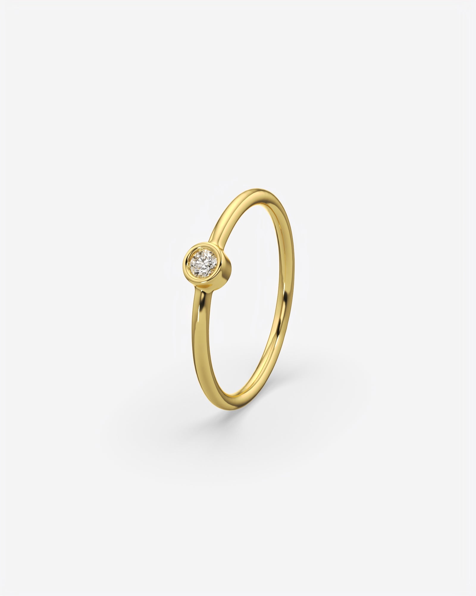 Round Solitaire Diamond Ring 18K Yellow Gold