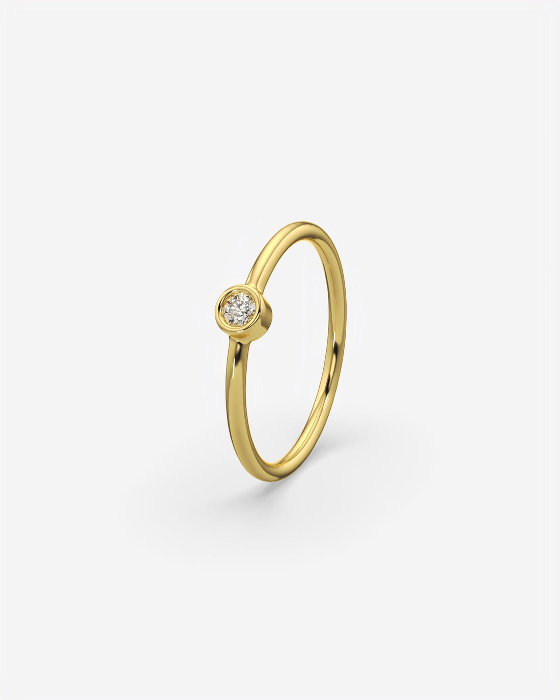Round Solitaire Diamond Ring 18K Yellow Gold