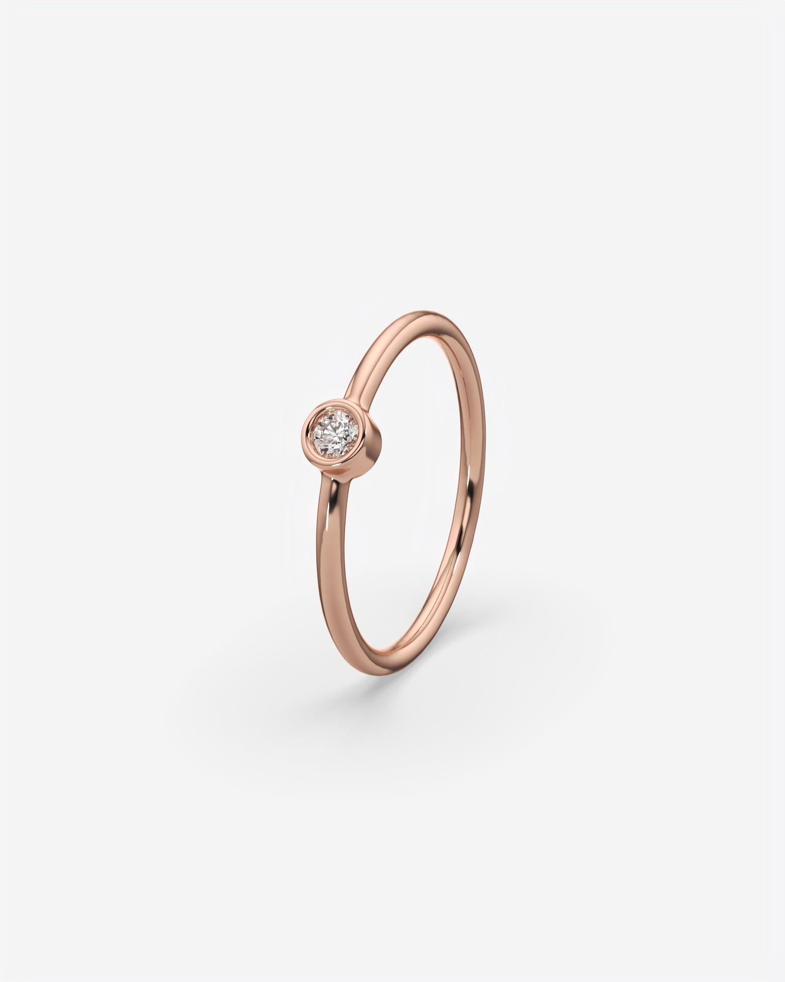 Round Solitaire Diamond Ring 18K Rose Gold
