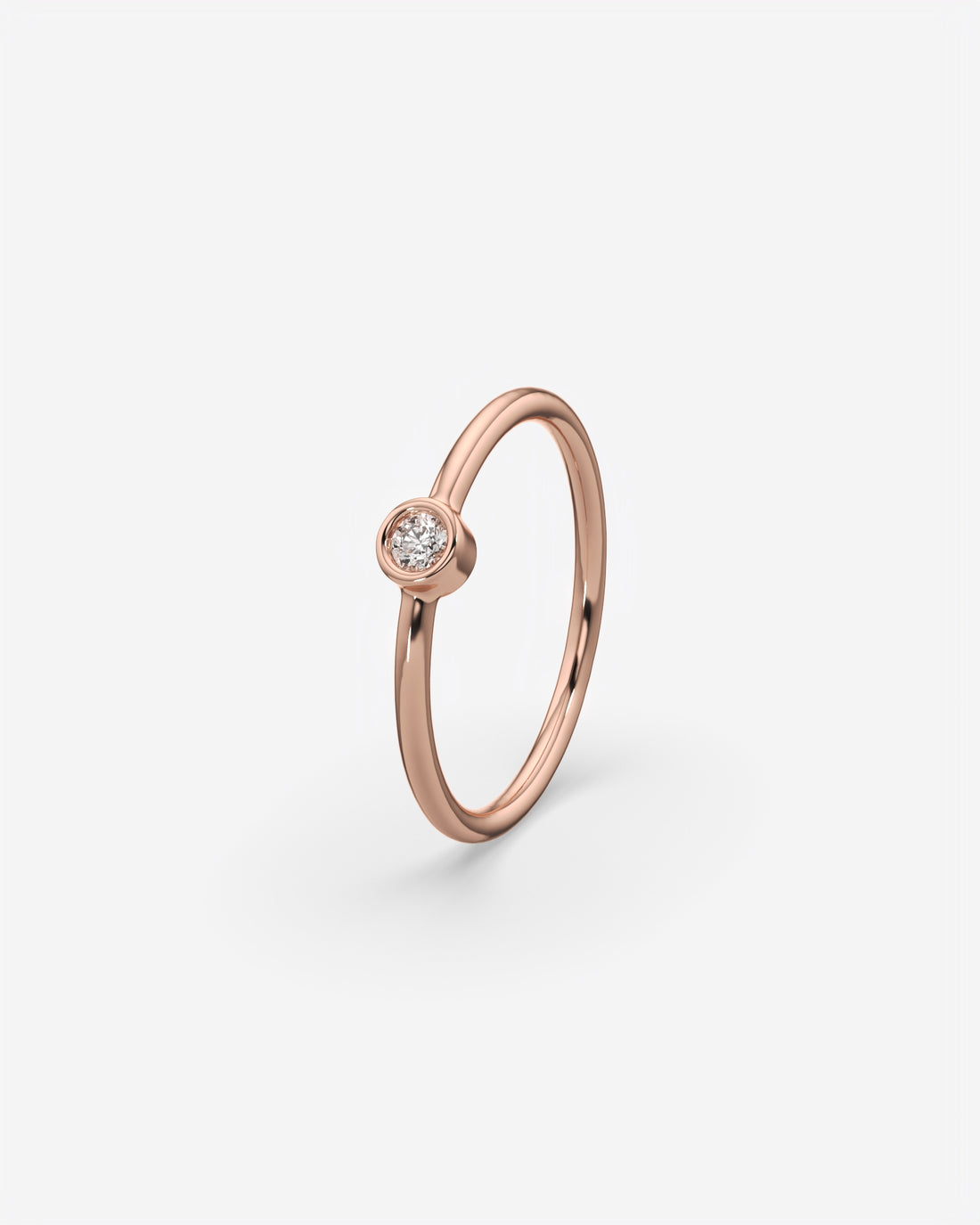 Round Solitaire Diamond Ring 18K Rose Gold