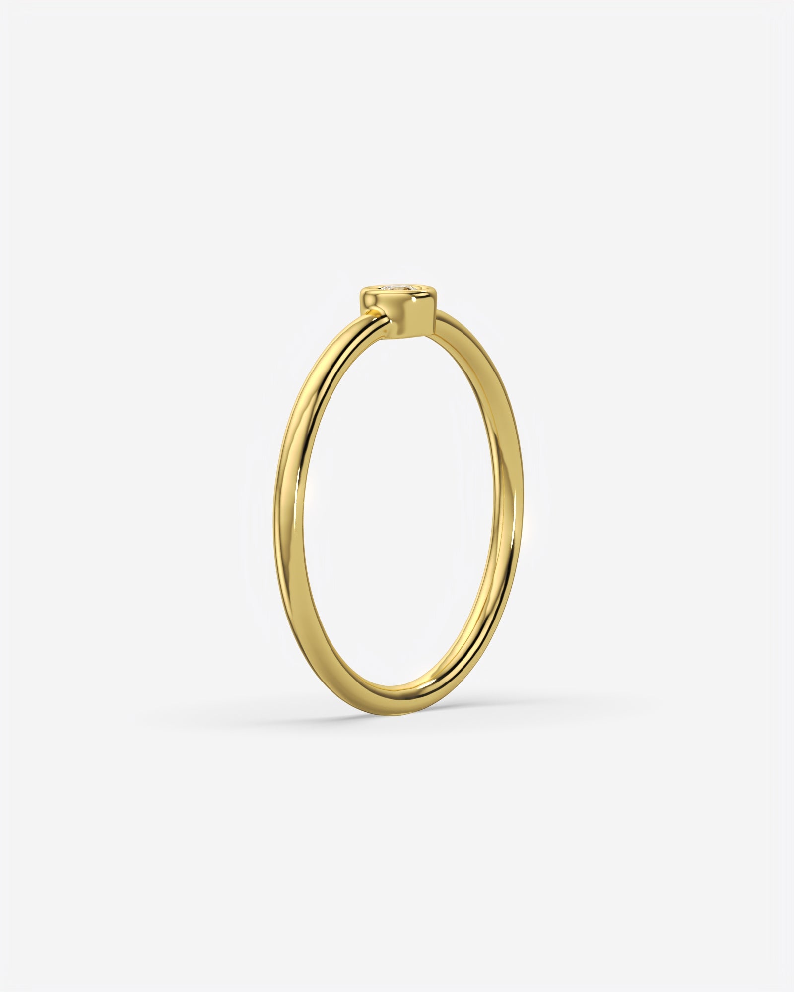Round Solitaire Diamond Ring 18K Yellow Gold