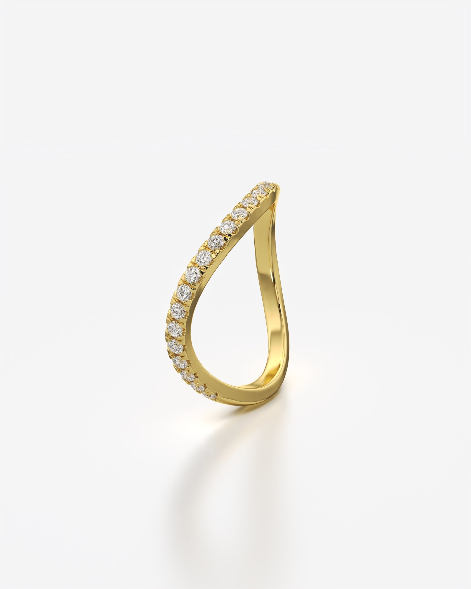 Diamond Sleek Wave Ring 14K Yellow Gold
