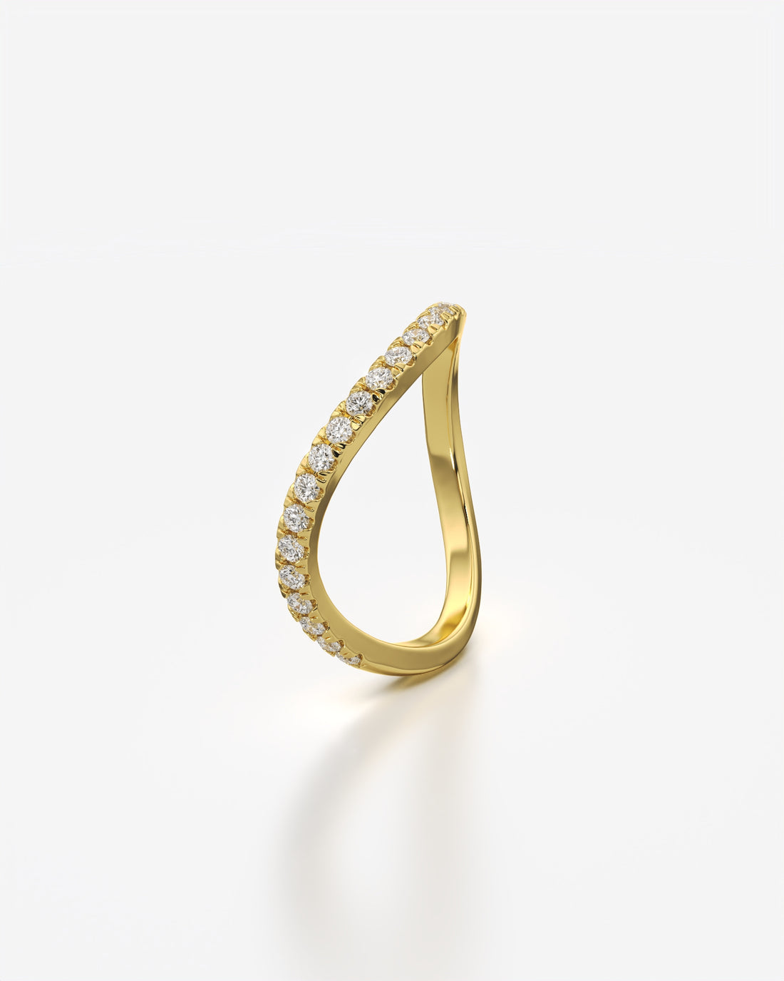 Diamond Sleek Wave Ring 14K Yellow Gold