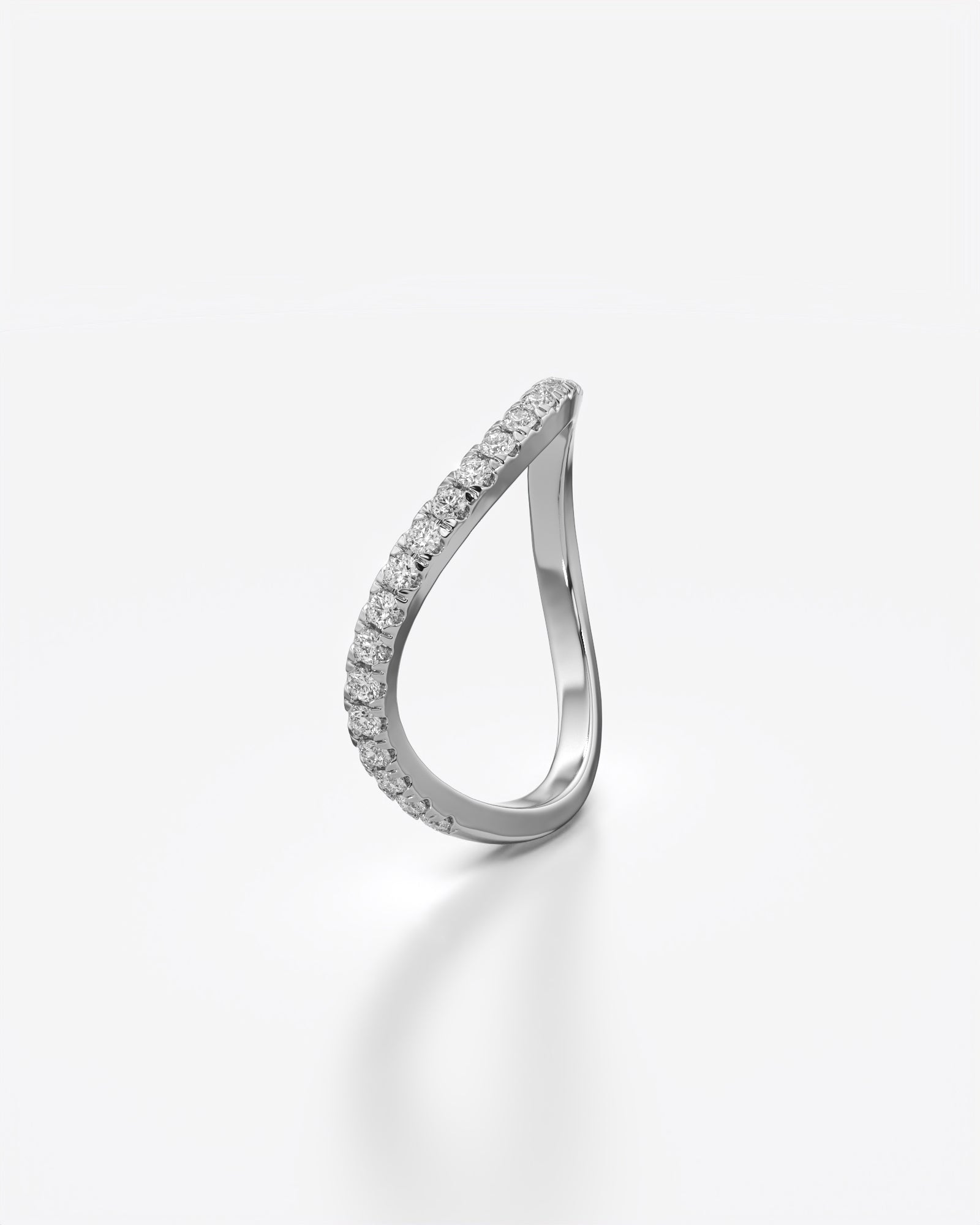 Diamond Sleek Wave Ring 18K White Gold