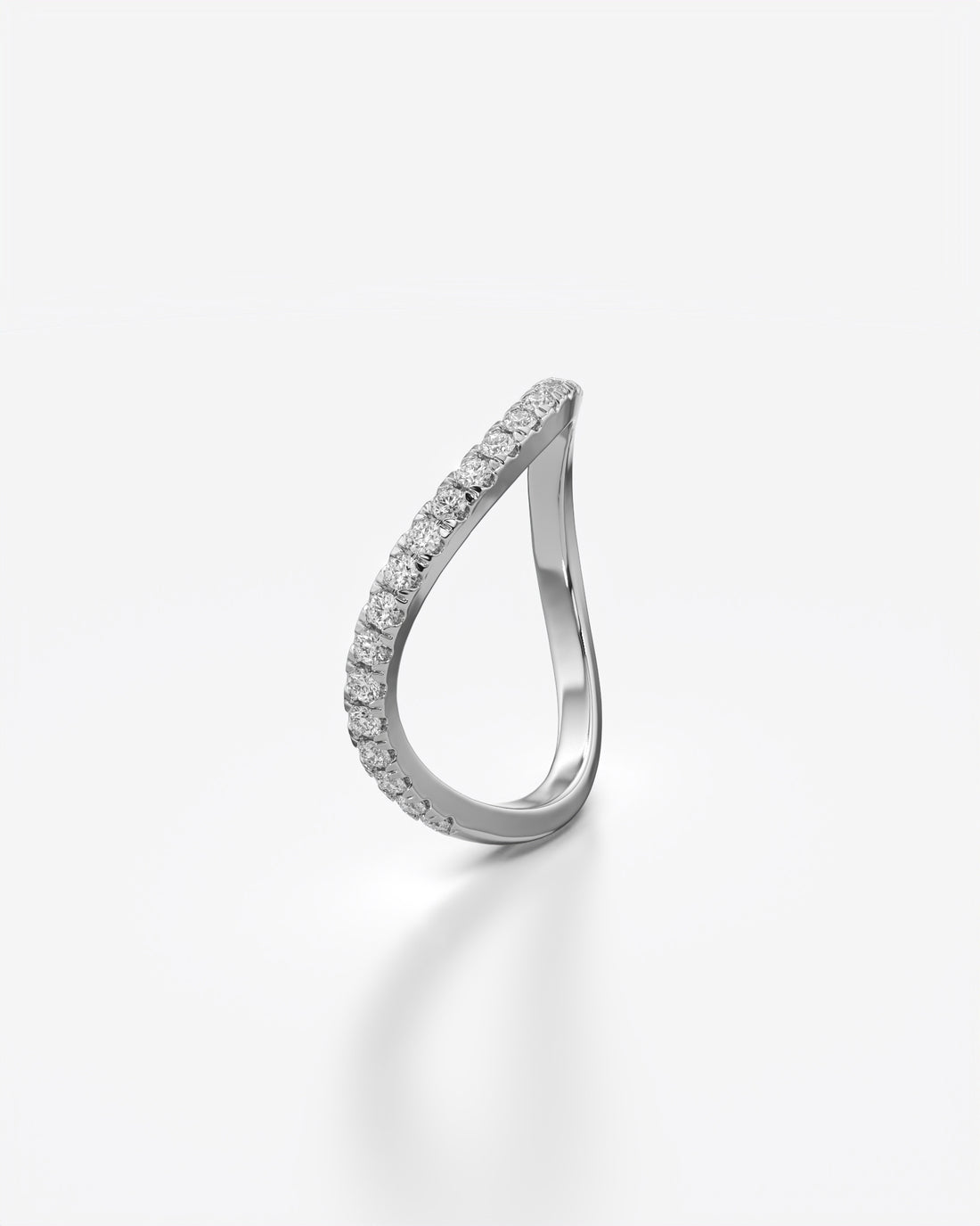 Diamond Sleek Wave Ring 18K White Gold