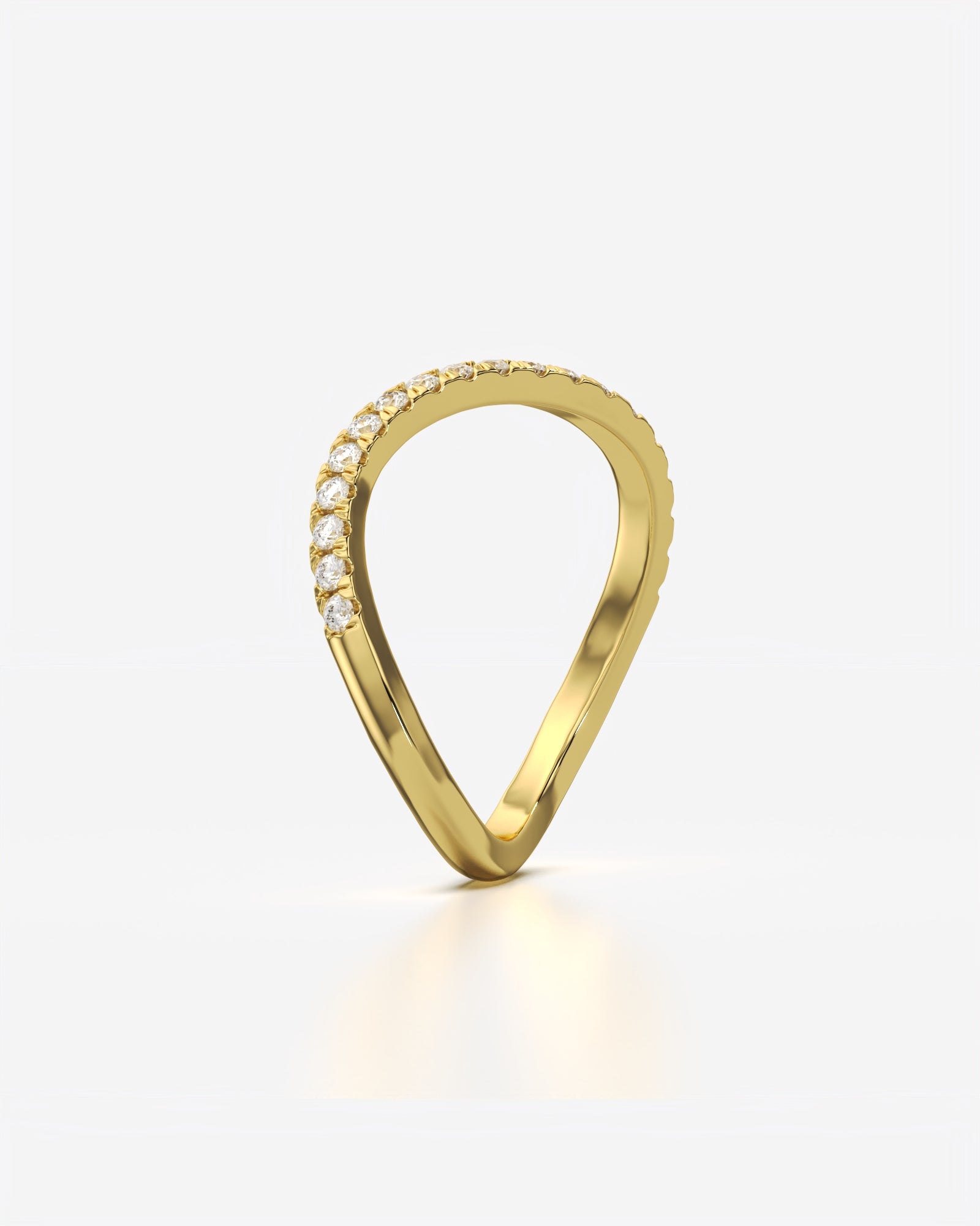 Diamond Sleek Wave Ring 14K Yellow Gold