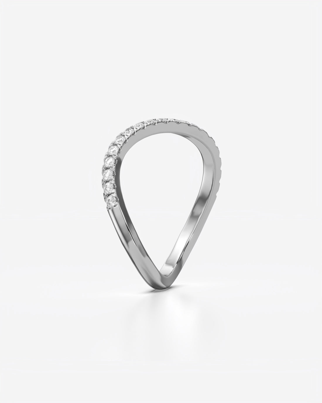 Diamond Sleek Wave Ring 18K White Gold
