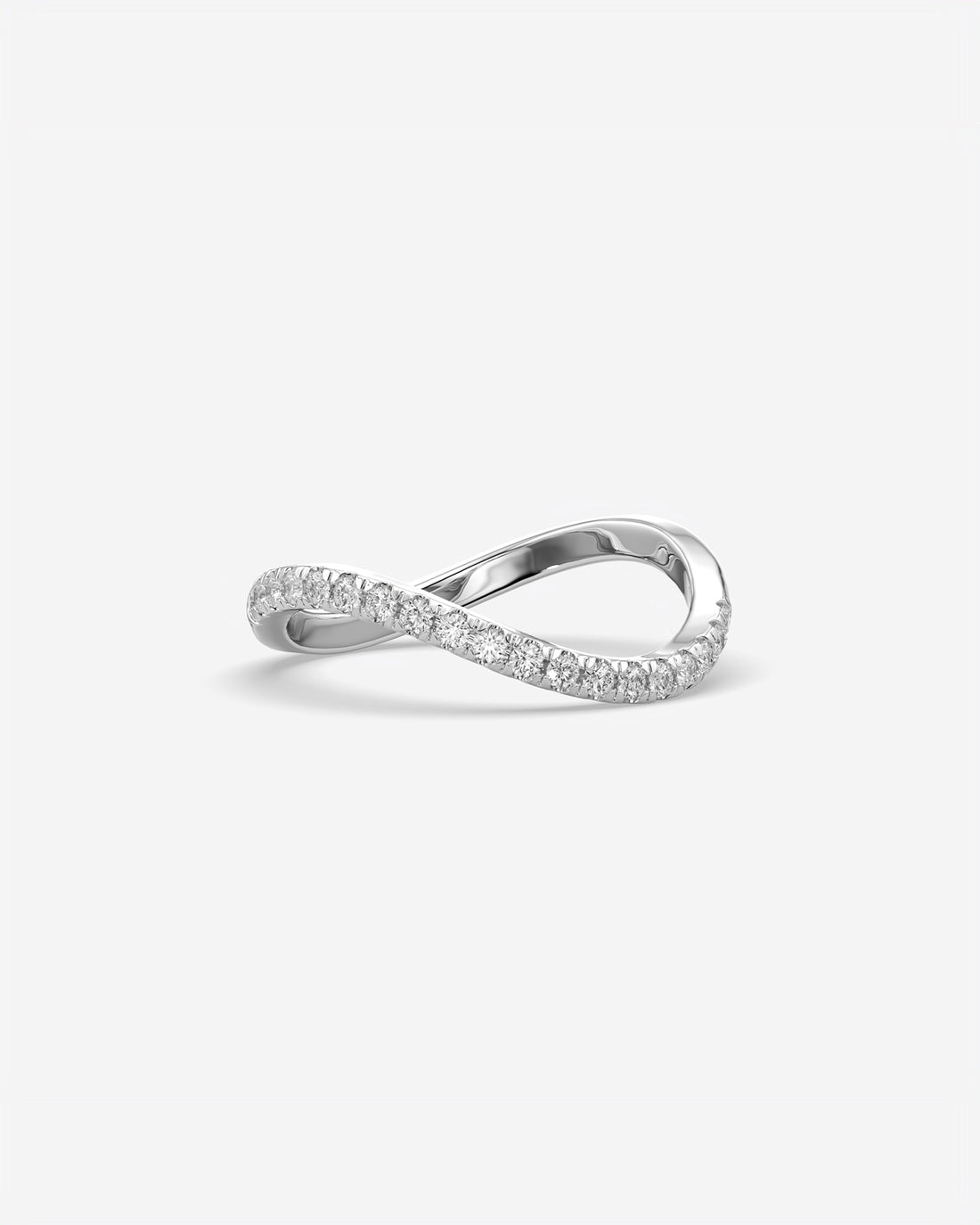 Diamond Sleek Wave Ring 18K White Gold