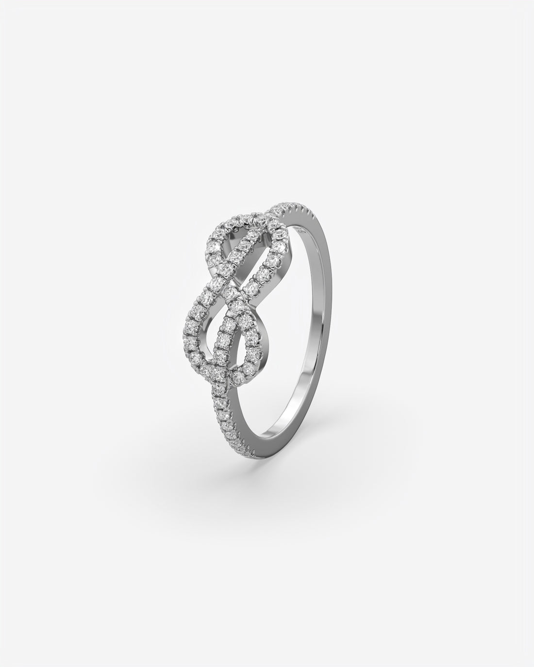 Infinity Knot Diamond Ring 18K White Gold