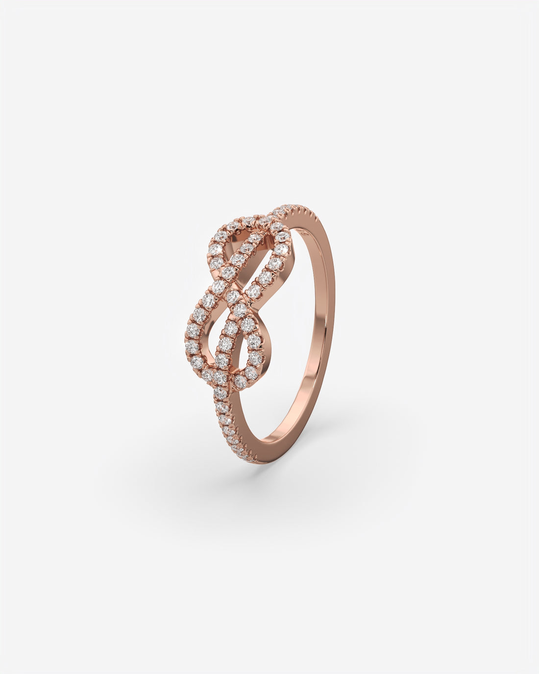 Infinity Knot Diamond Ring 14K Rose Gold