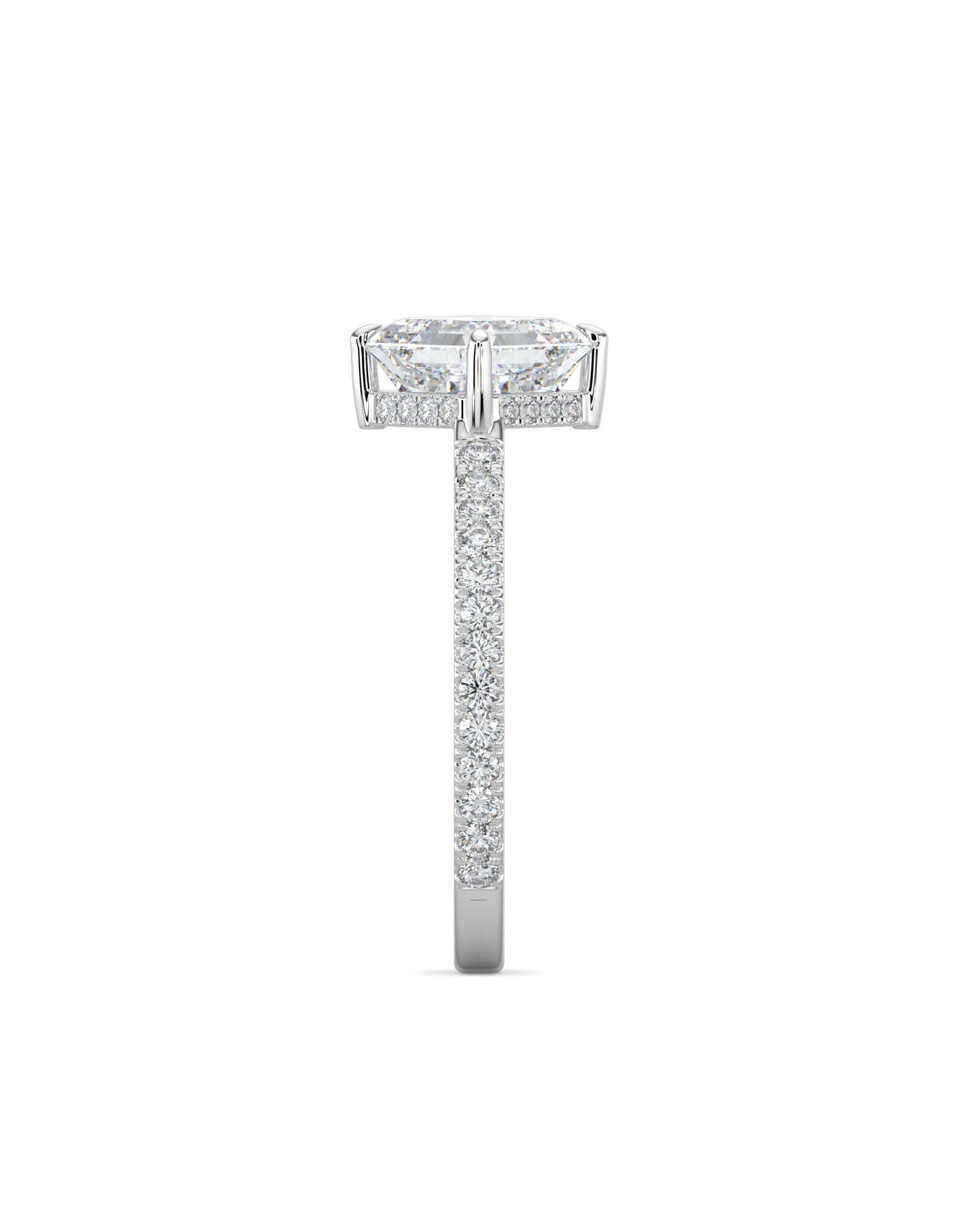 Asscher Diamond Compass Prong Engagement Ring