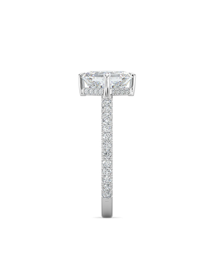 Asscher Diamond Compass Prong Engagement Ring